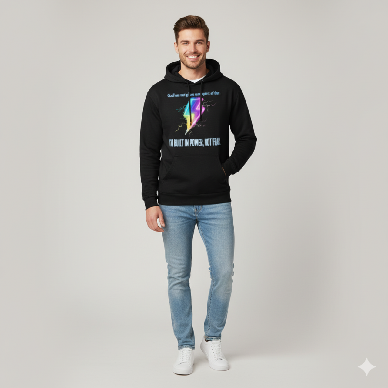 Empowering Graphic Hoodie - Built in Power, Not Fear product thumbnail image Empowering Graphic Hoodie - Built in Power, Not Fear product thumbnail image