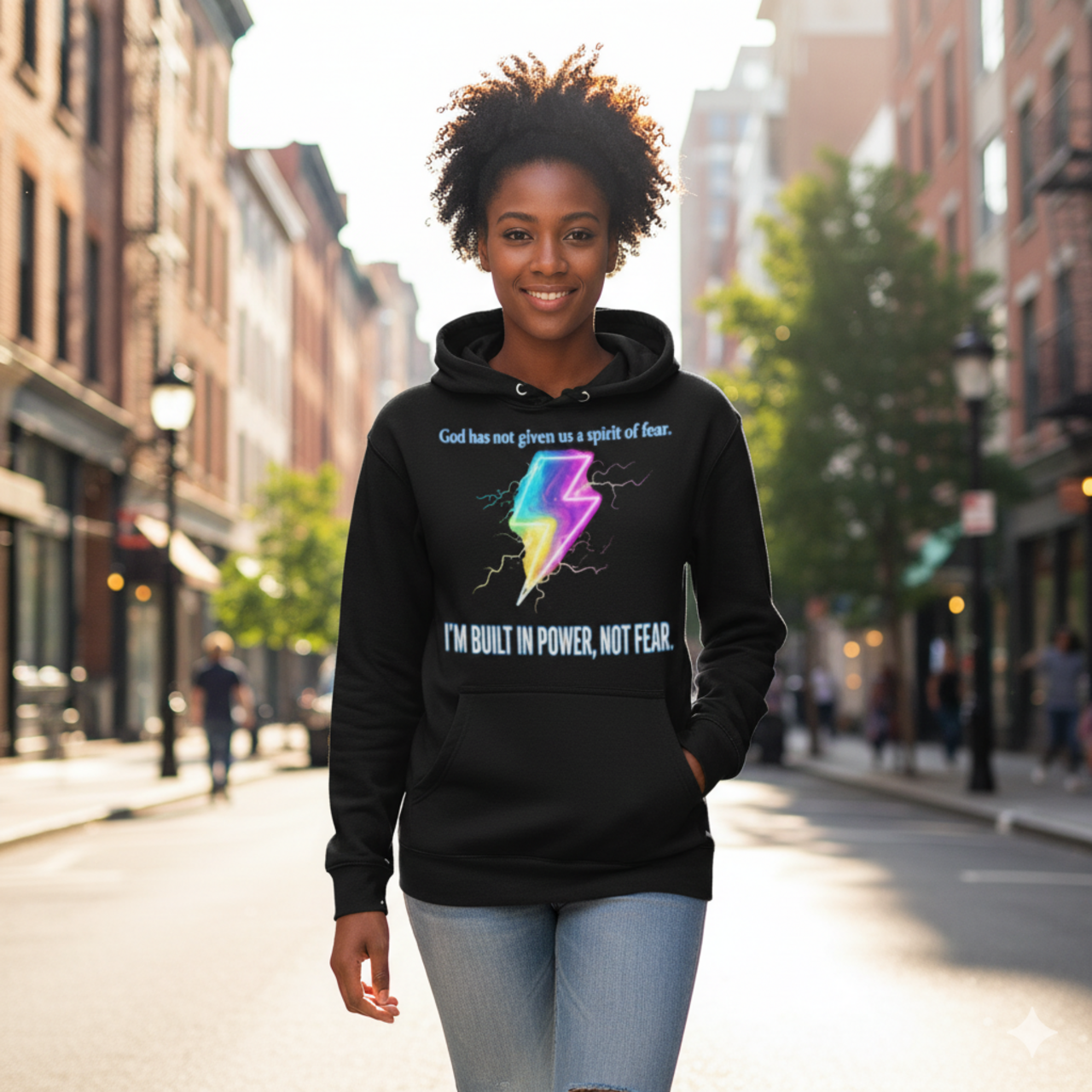 Empowering Graphic Hoodie - Built in Power, Not Fear product thumbnail image Empowering Graphic Hoodie - Built in Power, Not Fear product thumbnail image