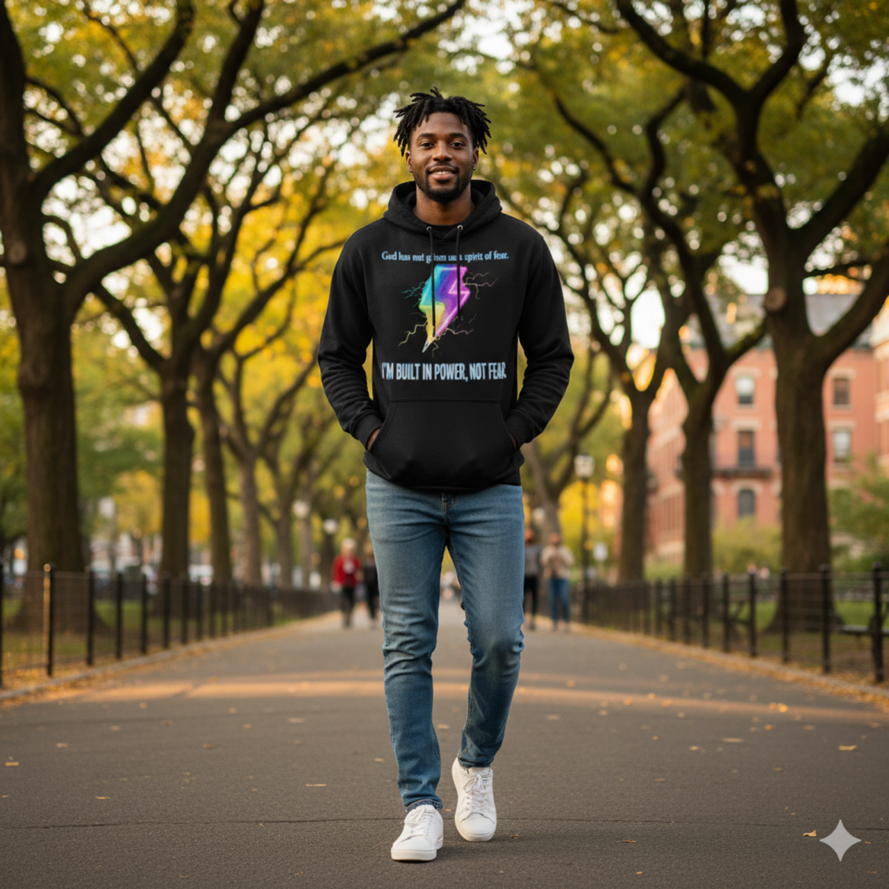 Empowering Graphic Hoodie - Built in Power, Not Fear product thumbnail image Empowering Graphic Hoodie - Built in Power, Not Fear product thumbnail image