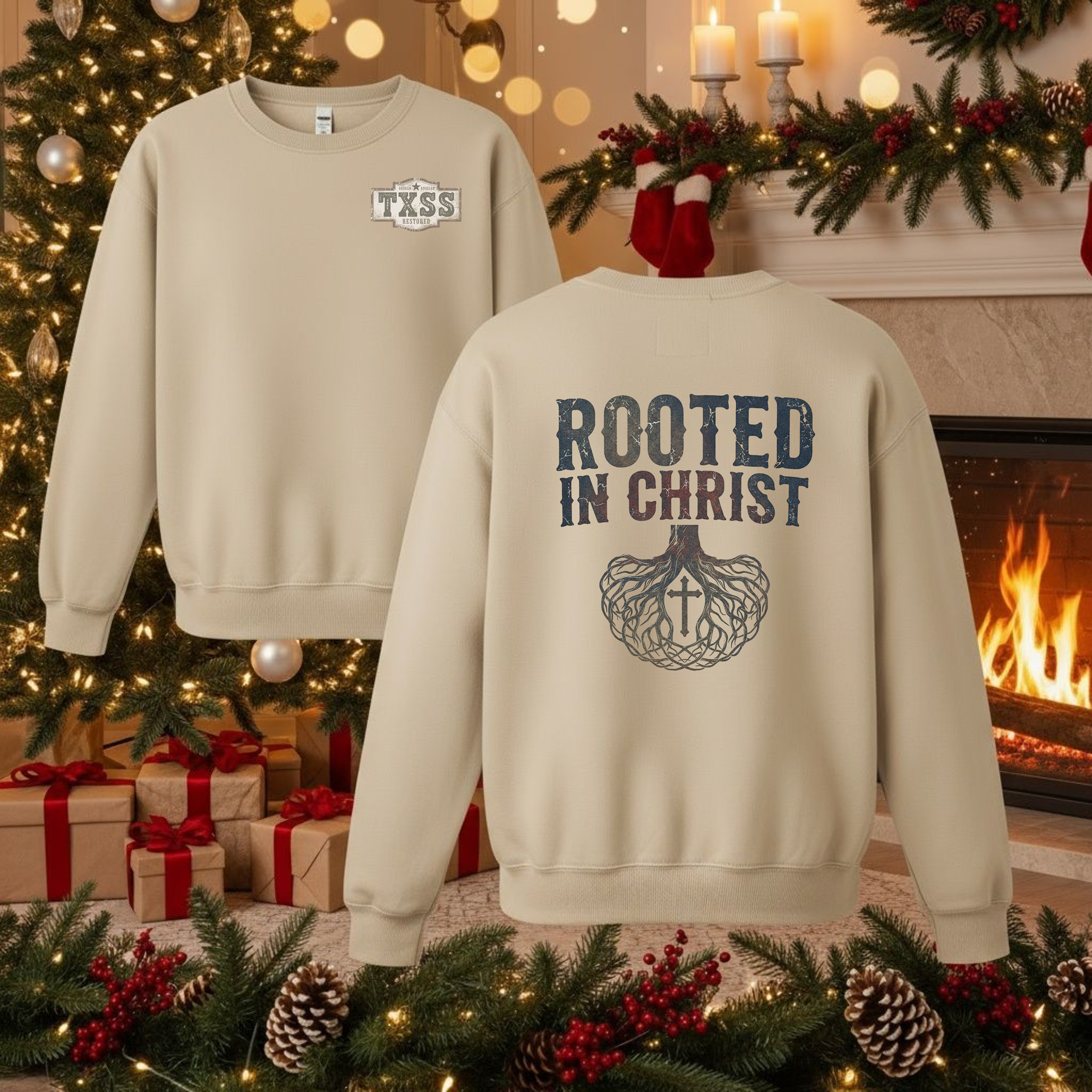 Rooted in Christ Unisex Crewneck Sweatshirt, Gildan 18000 product thumbnail image