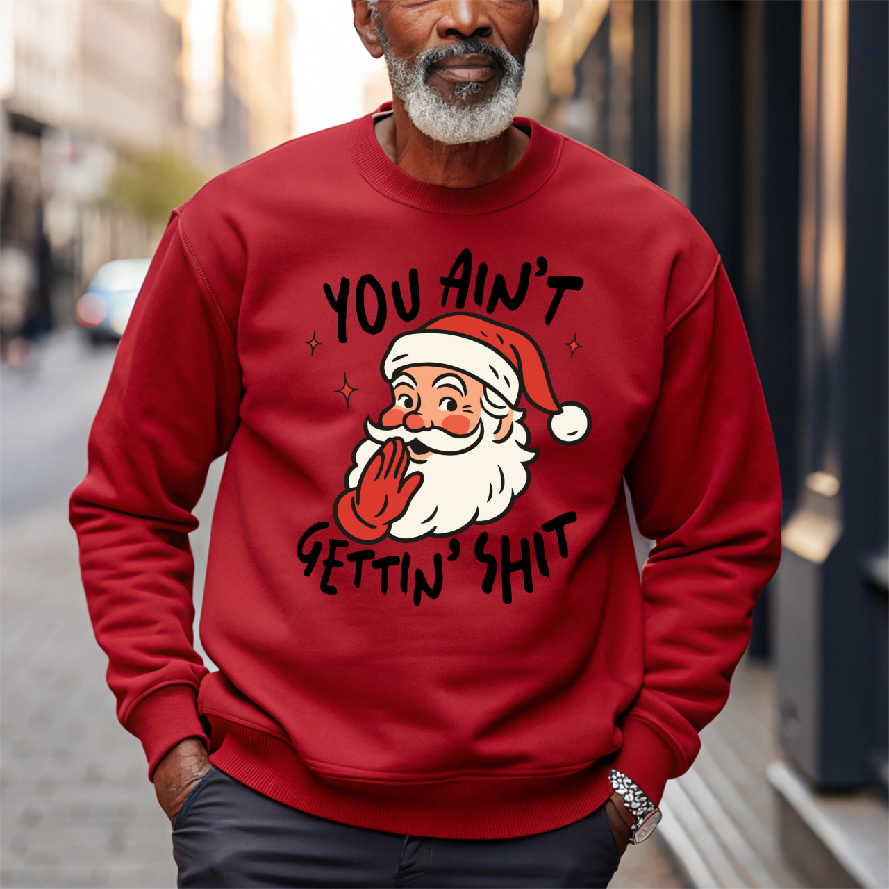 Funny Christmas Themed Sweatshirt with Fun Holiday Graphics product thumbnail image Funny Christmas Themed Sweatshirt with Fun Holiday Graphics product thumbnail image