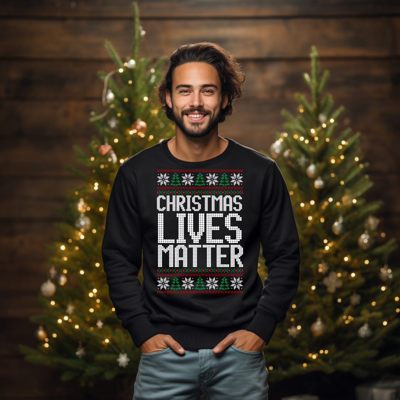 Christmas Lives Matter Festive Unisex Crewneck Holiday Sweatshirt product thumbnail image Christmas Lives Matter Festive Unisex Crewneck Holiday Sweatshirt product thumbnail image