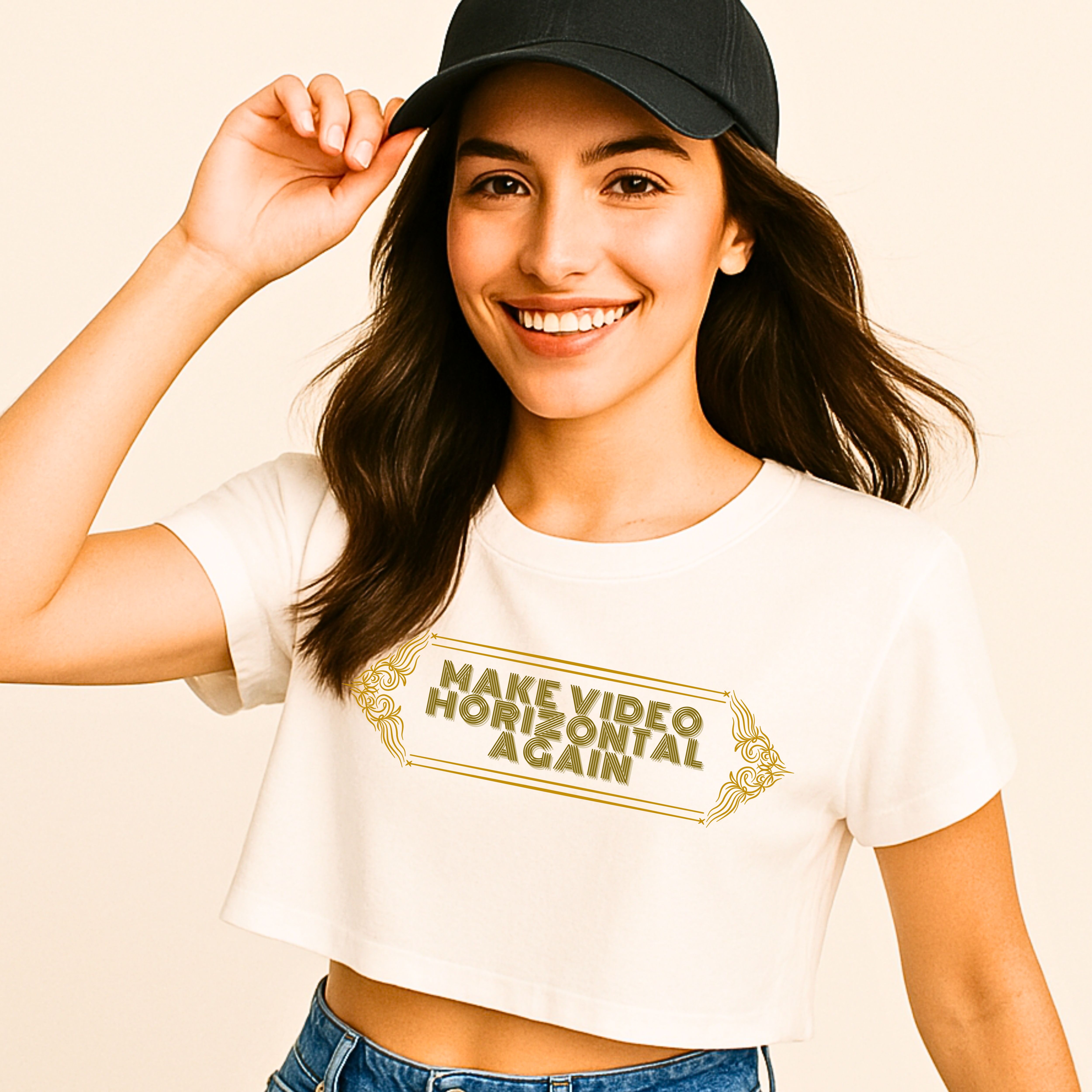 Cropped T-Shirt 'Make Video Horizontal Again' Film Maker Tee product thumbnail image Cropped T-Shirt 'Make Video Horizontal Again' Film Maker Tee product thumbnail image