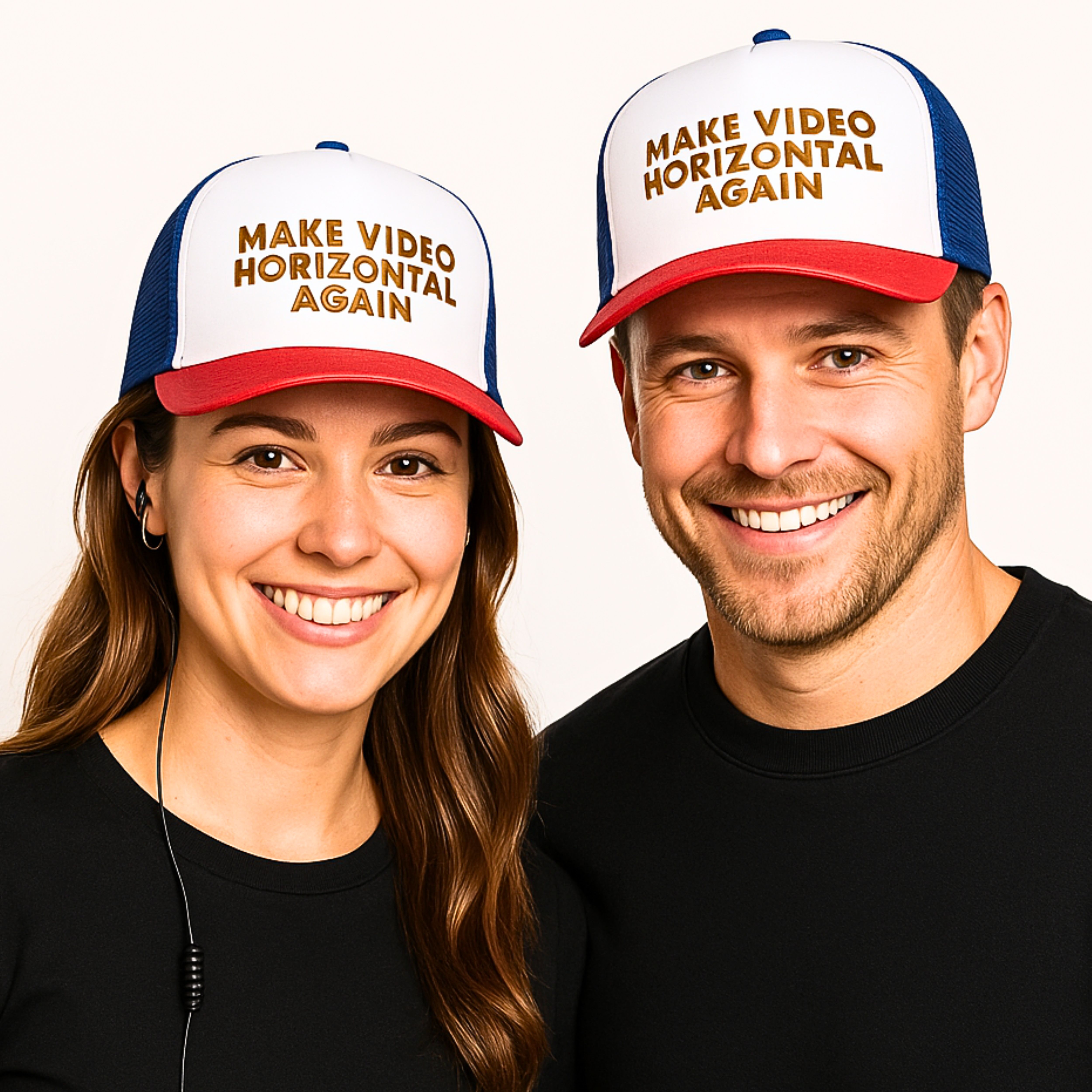 Horizontal Again Trucker Cap - Fun and Trendy Headwear for Film Makers