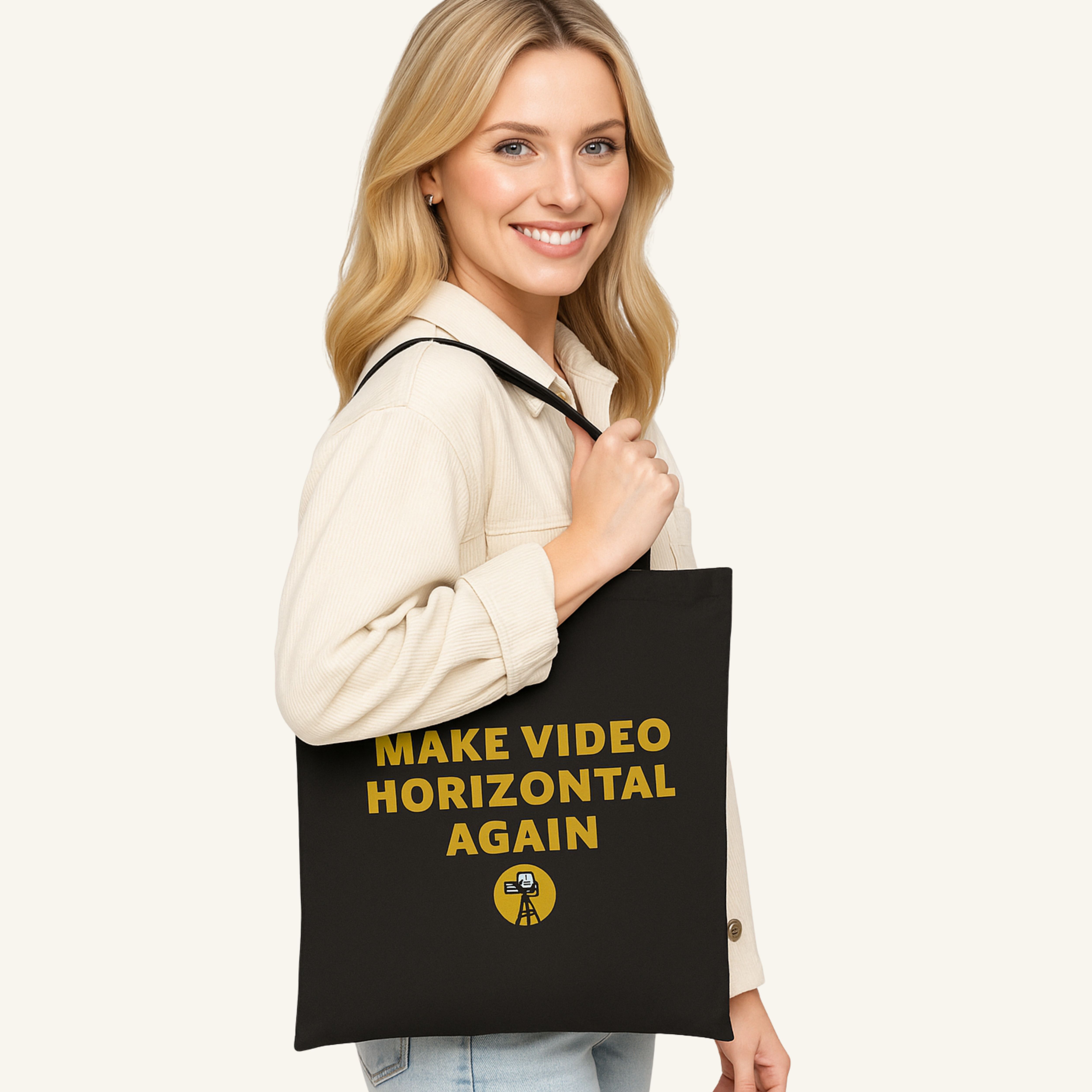 Film Enthusiast Tote Bag - Make Video Horizontal Again product thumbnail image Film Enthusiast Tote Bag - Make Video Horizontal Again product thumbnail image