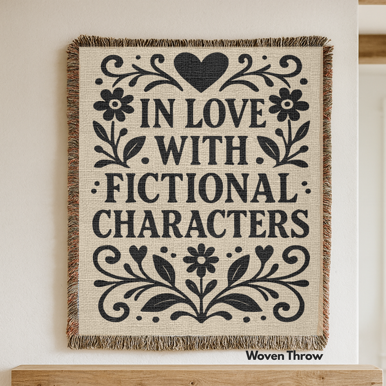 In Love With Fictional Characters Woven Blanket: Book Lover Gift product thumbnail image
