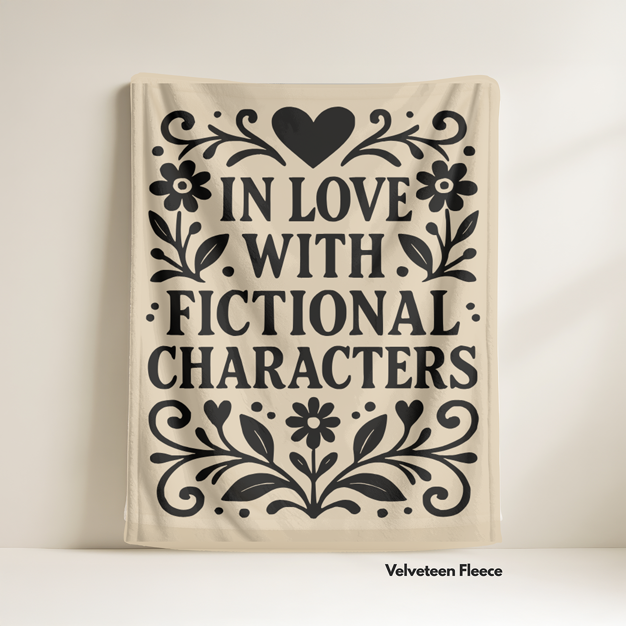 In Love with Fictional Characters Velveteen Fleece Blanket: Book Lovers Gift product thumbnail image In Love with Fictional Characters Velveteen Fleece Blanket: Book Lovers Gift product thumbnail image