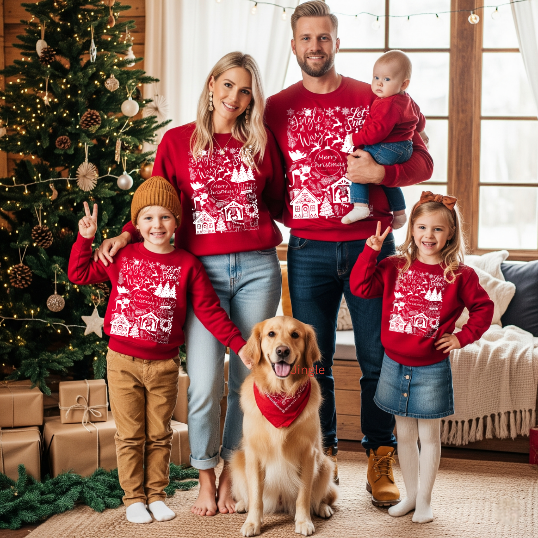 Merry Christmas Doodle with Nativity Youth Crewneck Sweatshirt product thumbnail image