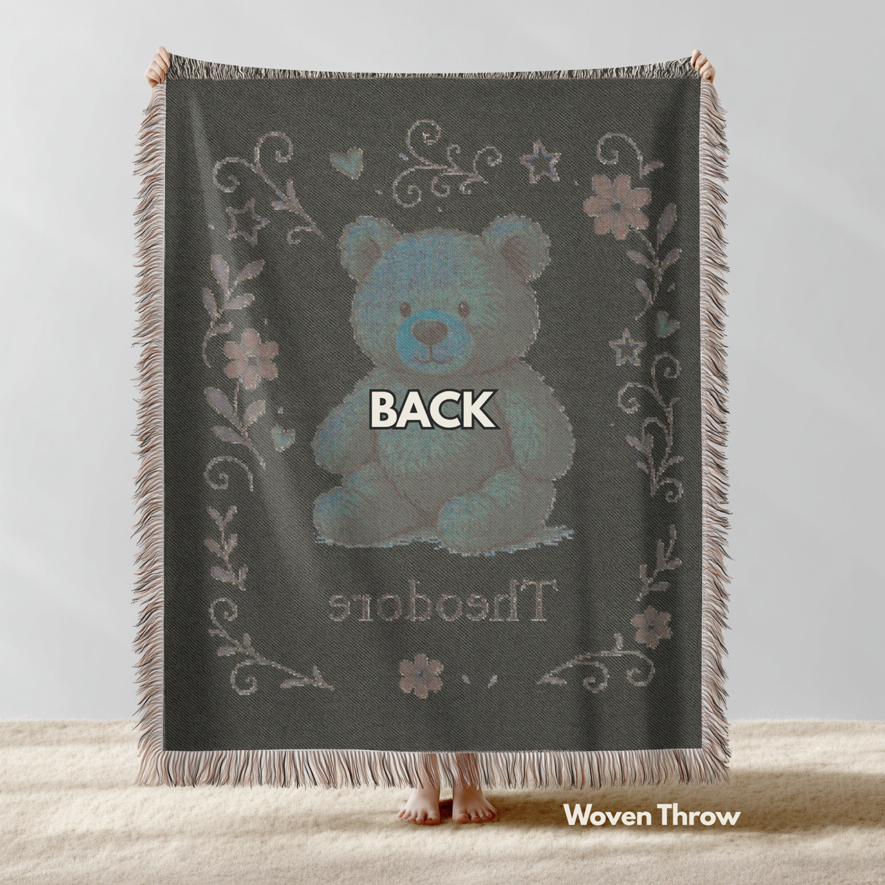Personalized Whimsical Teddy Bear Blanket: Woven Throw Blanket product thumbnail image