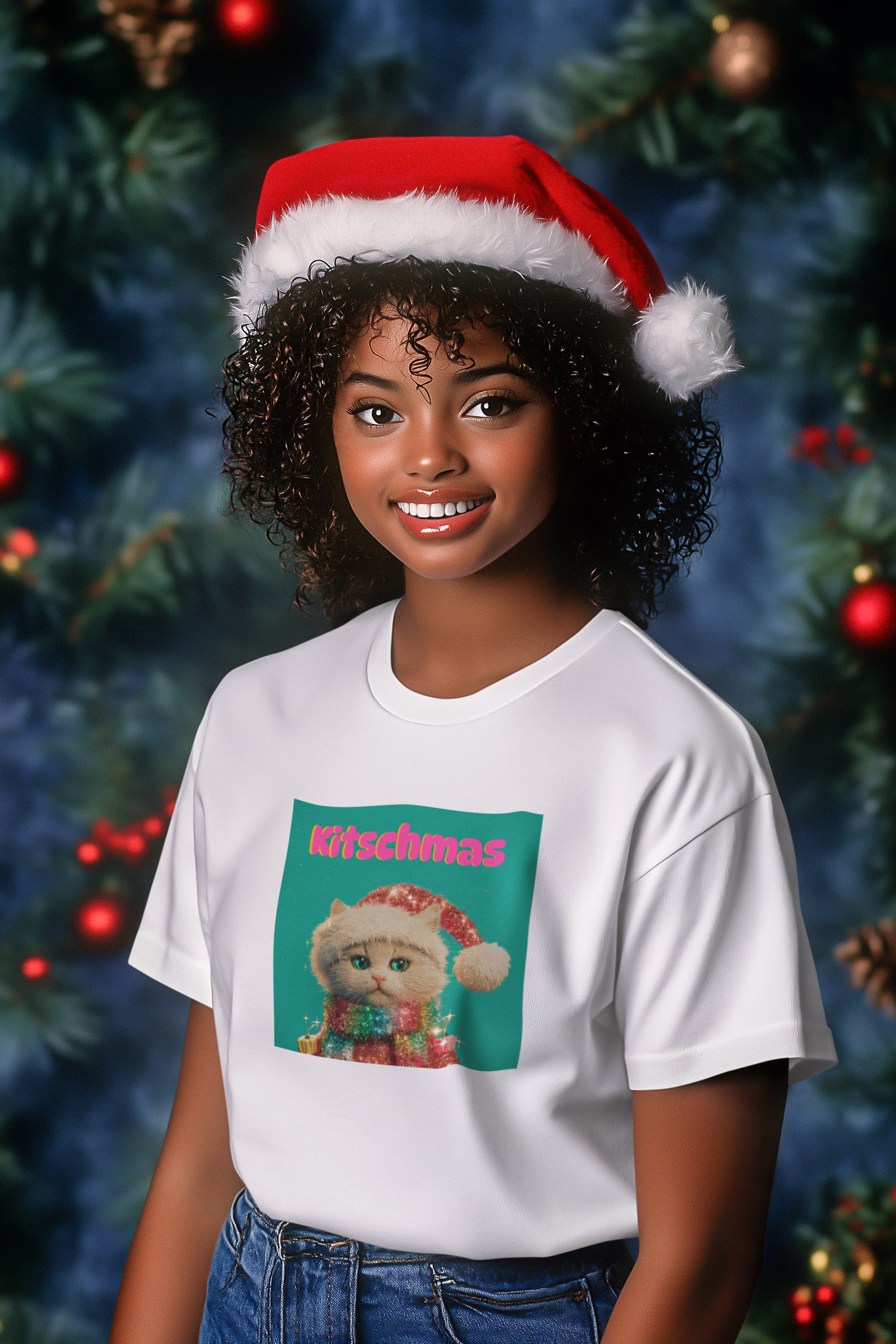 "Kitshmas" Sequin Cat T-Shirt product thumbnail image