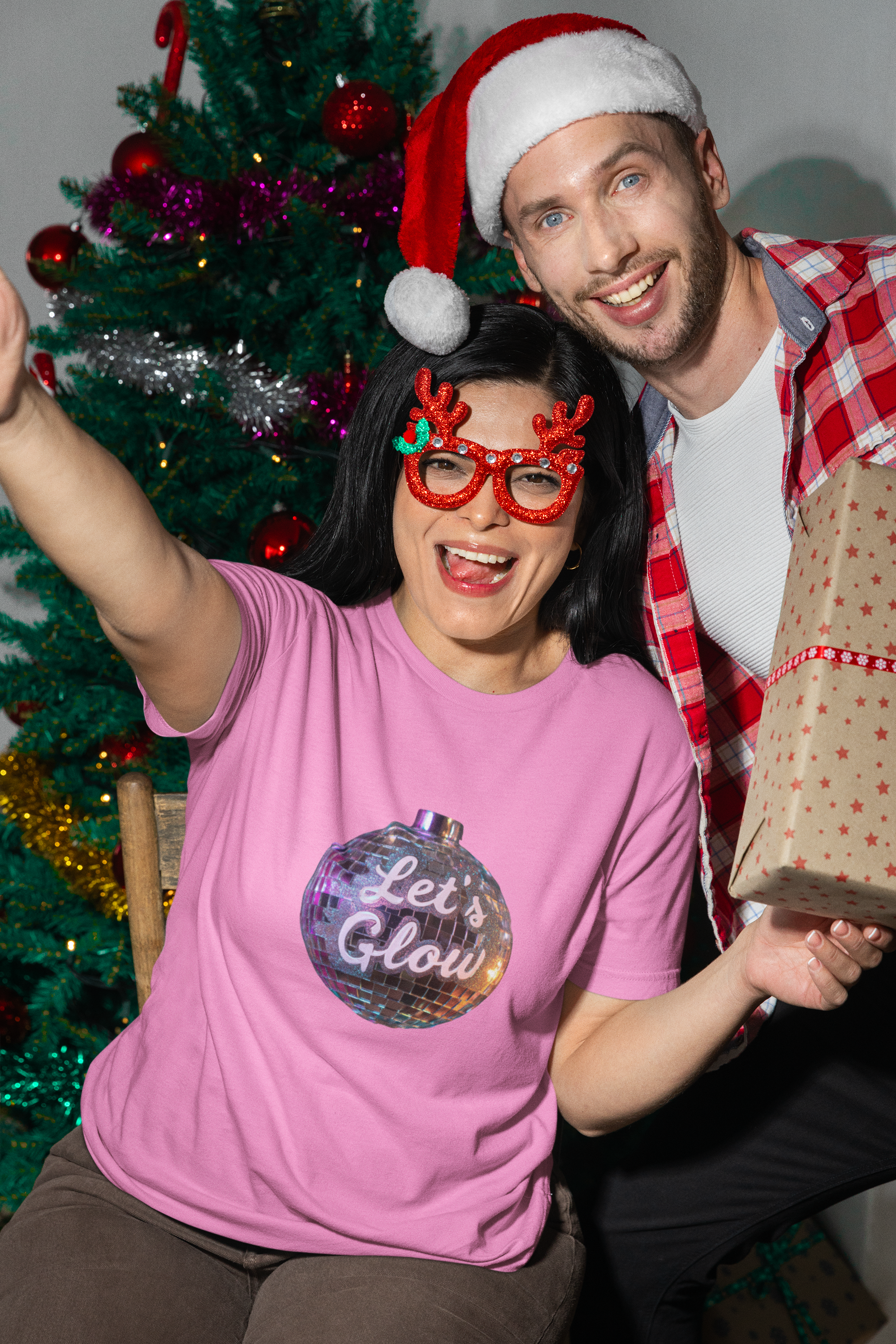 Disco Ball "Let's Glow" Holiday T-Shirt product thumbnail image Disco Ball "Let's Glow" Holiday T-Shirt product thumbnail image