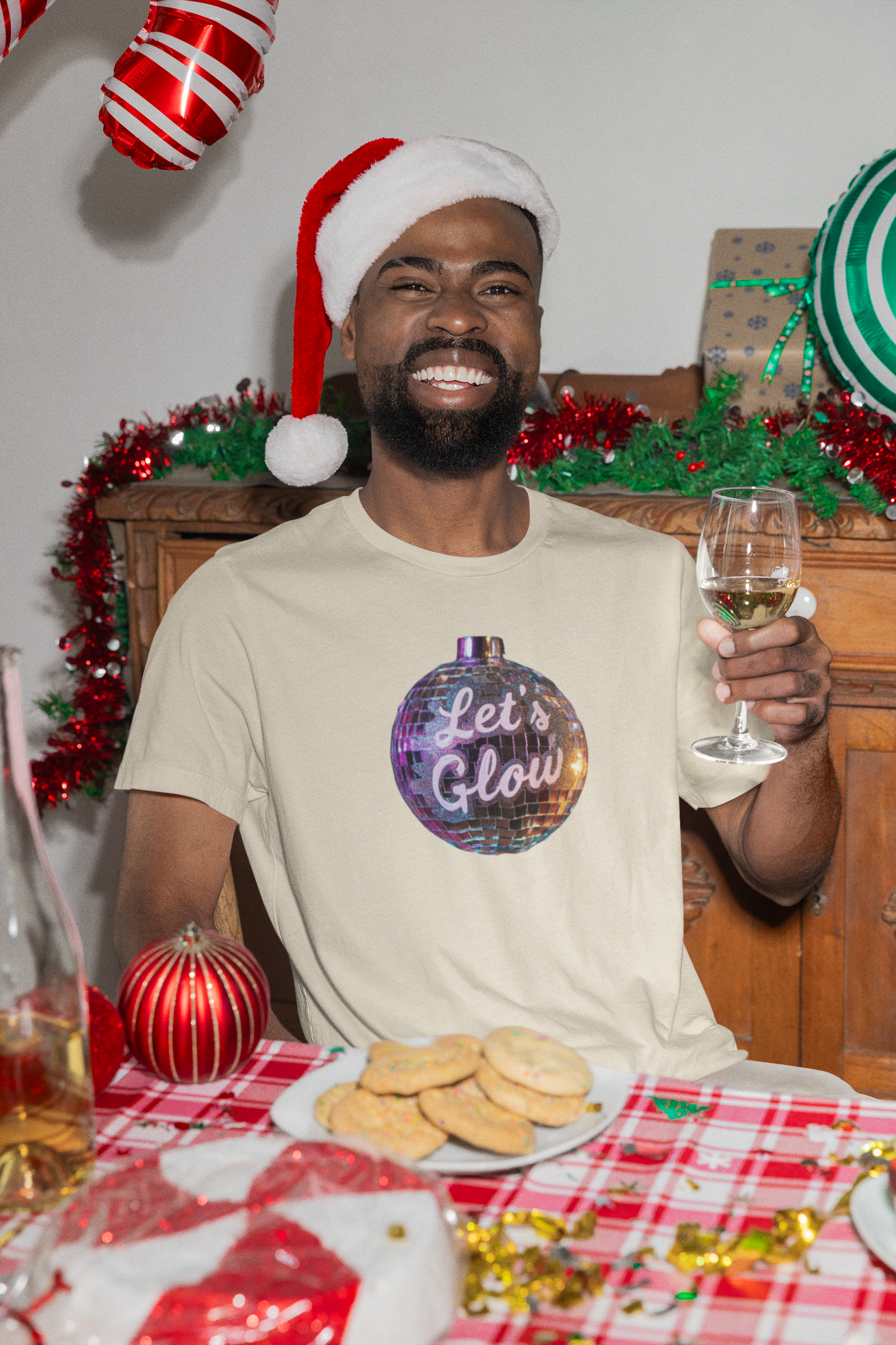 Disco Ball "Let's Glow" Holiday T-Shirt product thumbnail image Disco Ball "Let's Glow" Holiday T-Shirt product thumbnail image