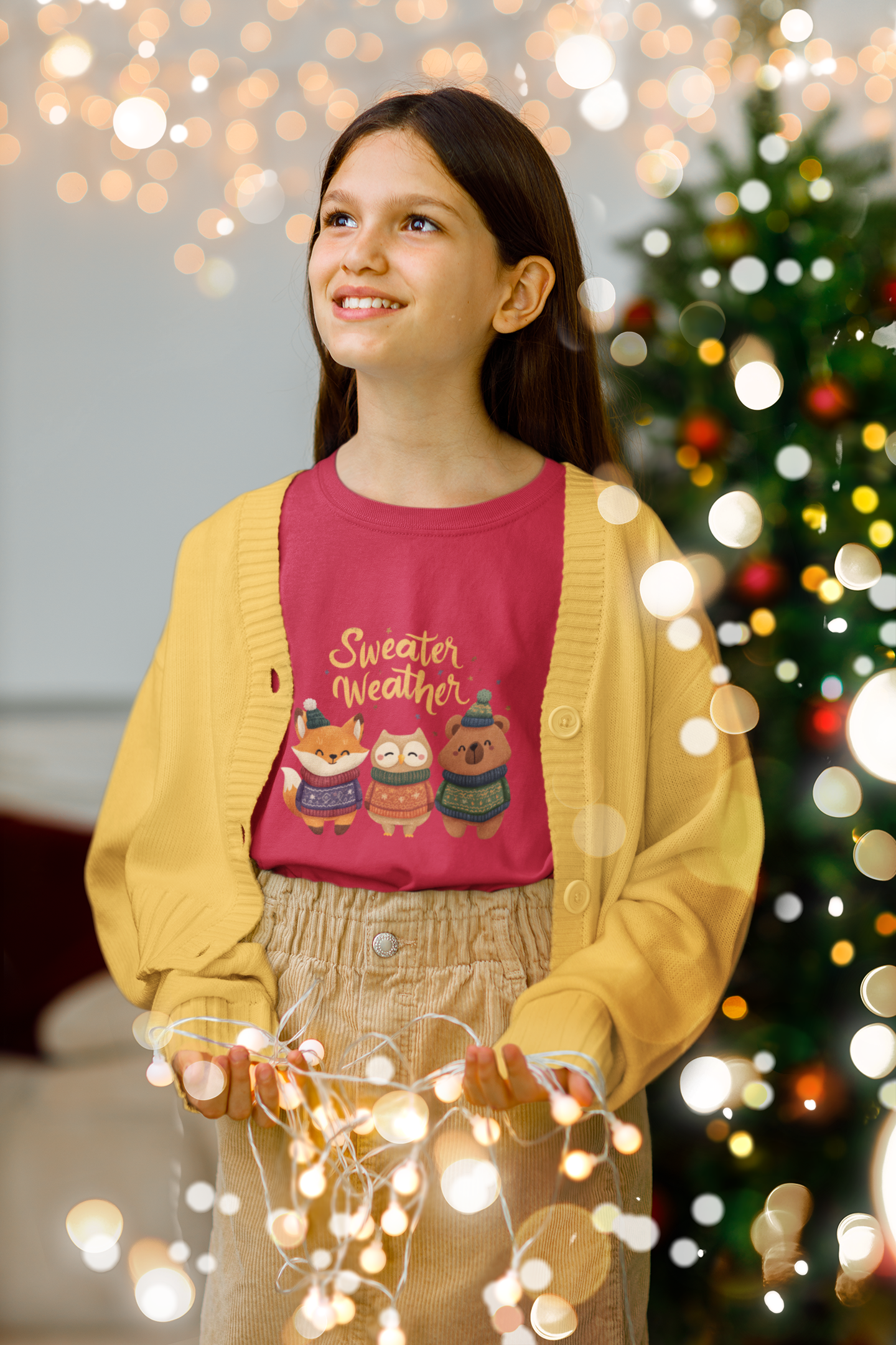 Sweater Weather" Woodland Animals T-Shirt  product thumbnail image