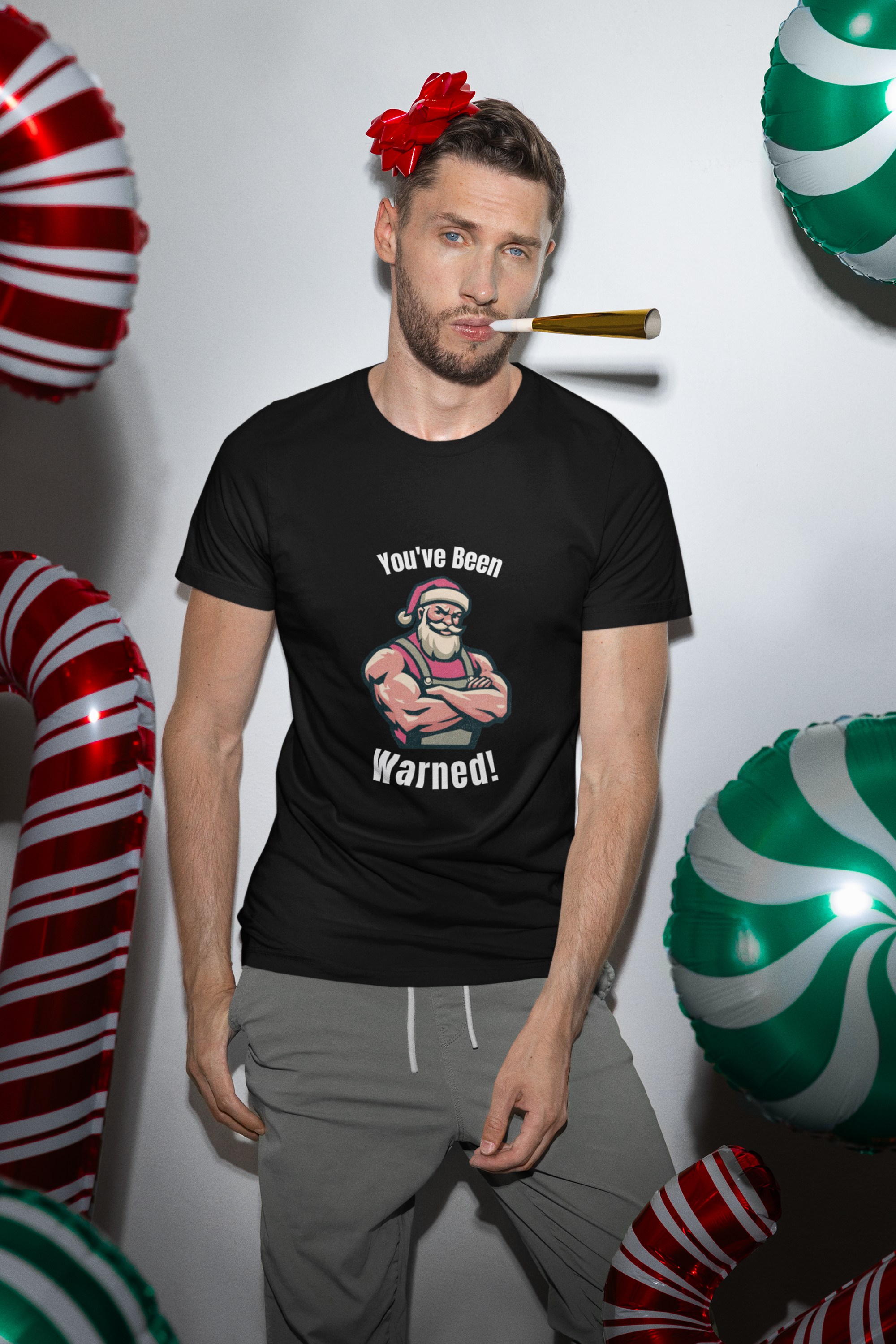 Buff Santa "You've Been Warned!" T-Shirt product thumbnail image
