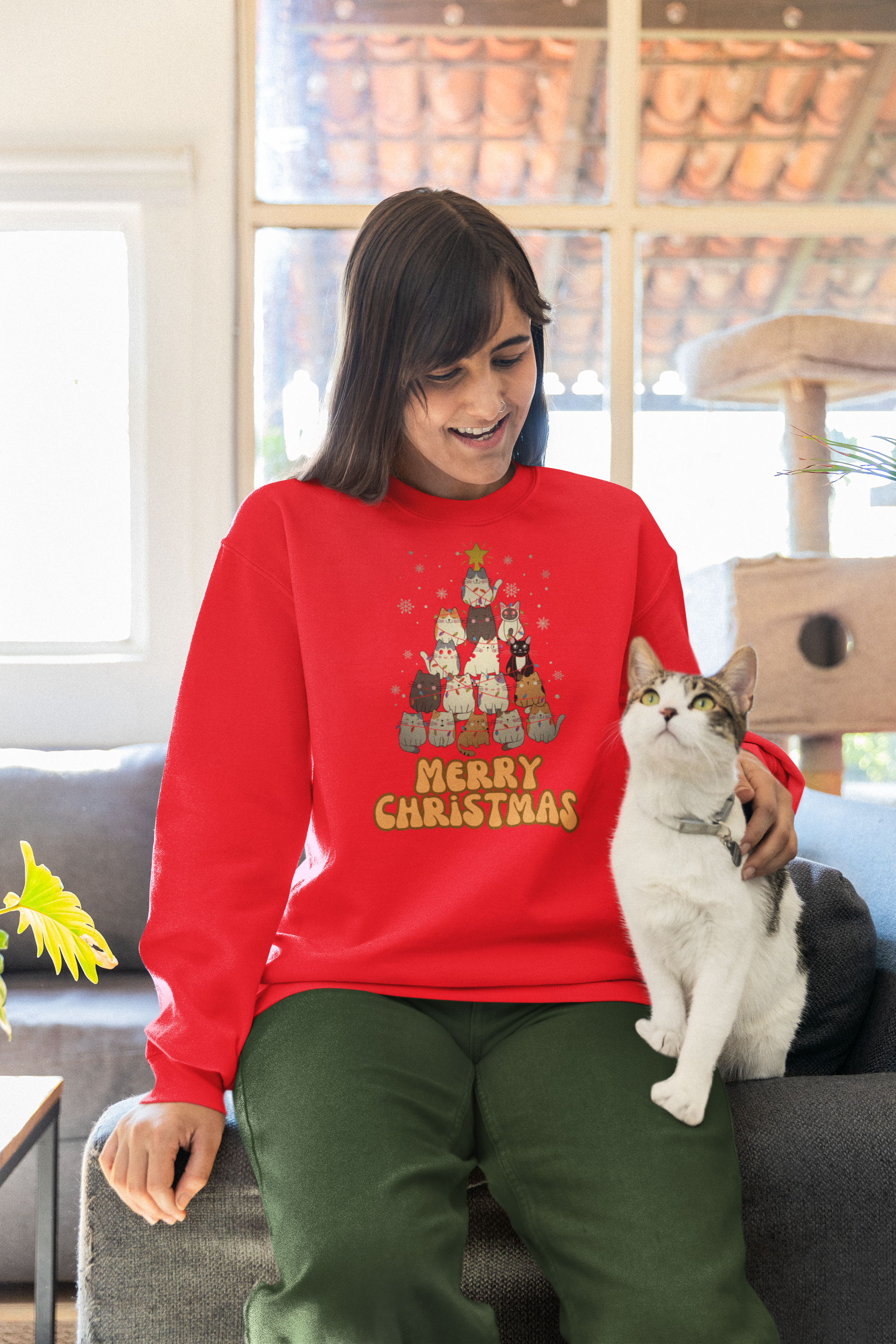 Christmas Cat Crewneck Sweatshirt product thumbnail image Christmas Cat Crewneck Sweatshirt product thumbnail image