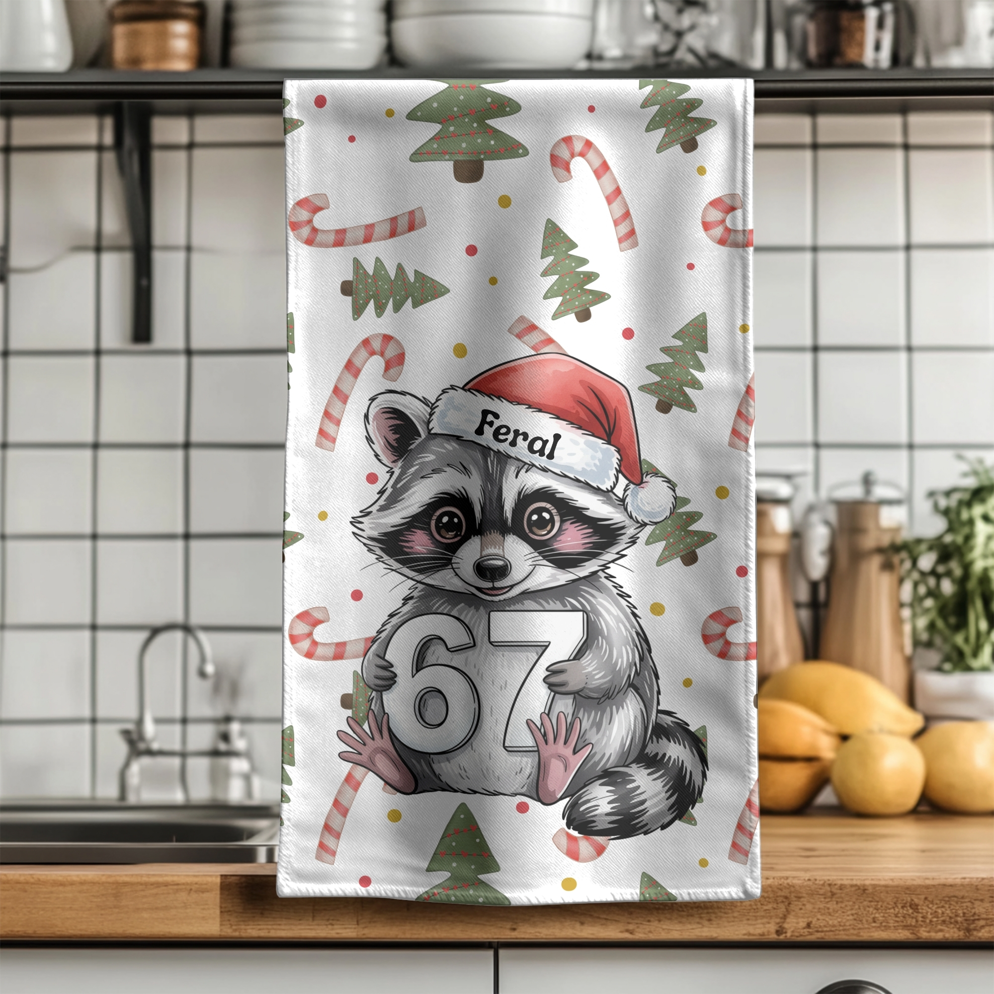 Feral Racoon 6 7 Christmas Cute Holiday Raccoon Hand Towel with Santa Hat – Festive Kitchen Decor product thumbnail image Feral Racoon 6 7 Christmas Cute Holiday Raccoon Hand Towel with Santa Hat – Festive Kitchen Decor product thumbnail image