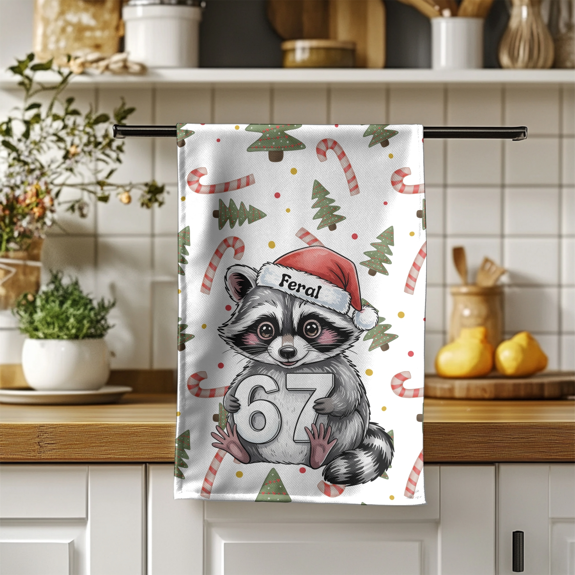 Feral Racoon 6 7 Christmas Cute Holiday Raccoon Hand Towel with Santa Hat – Festive Kitchen Decor product thumbnail image Feral Racoon 6 7 Christmas Cute Holiday Raccoon Hand Towel with Santa Hat – Festive Kitchen Decor product thumbnail image