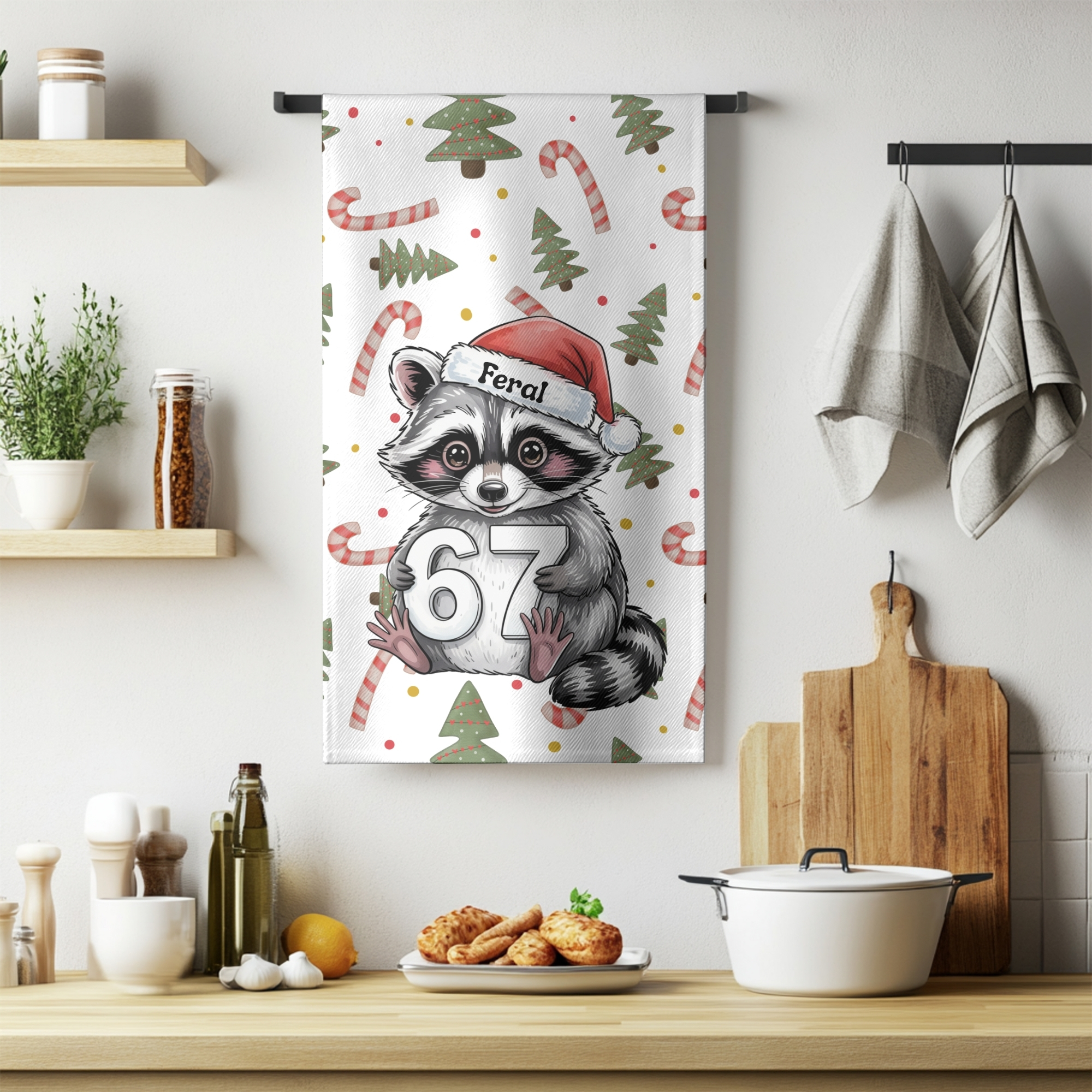 Feral Racoon 6 7 Christmas Cute Holiday Raccoon Hand Towel with Santa Hat – Festive Kitchen Decor product thumbnail image Feral Racoon 6 7 Christmas Cute Holiday Raccoon Hand Towel with Santa Hat – Festive Kitchen Decor product thumbnail image