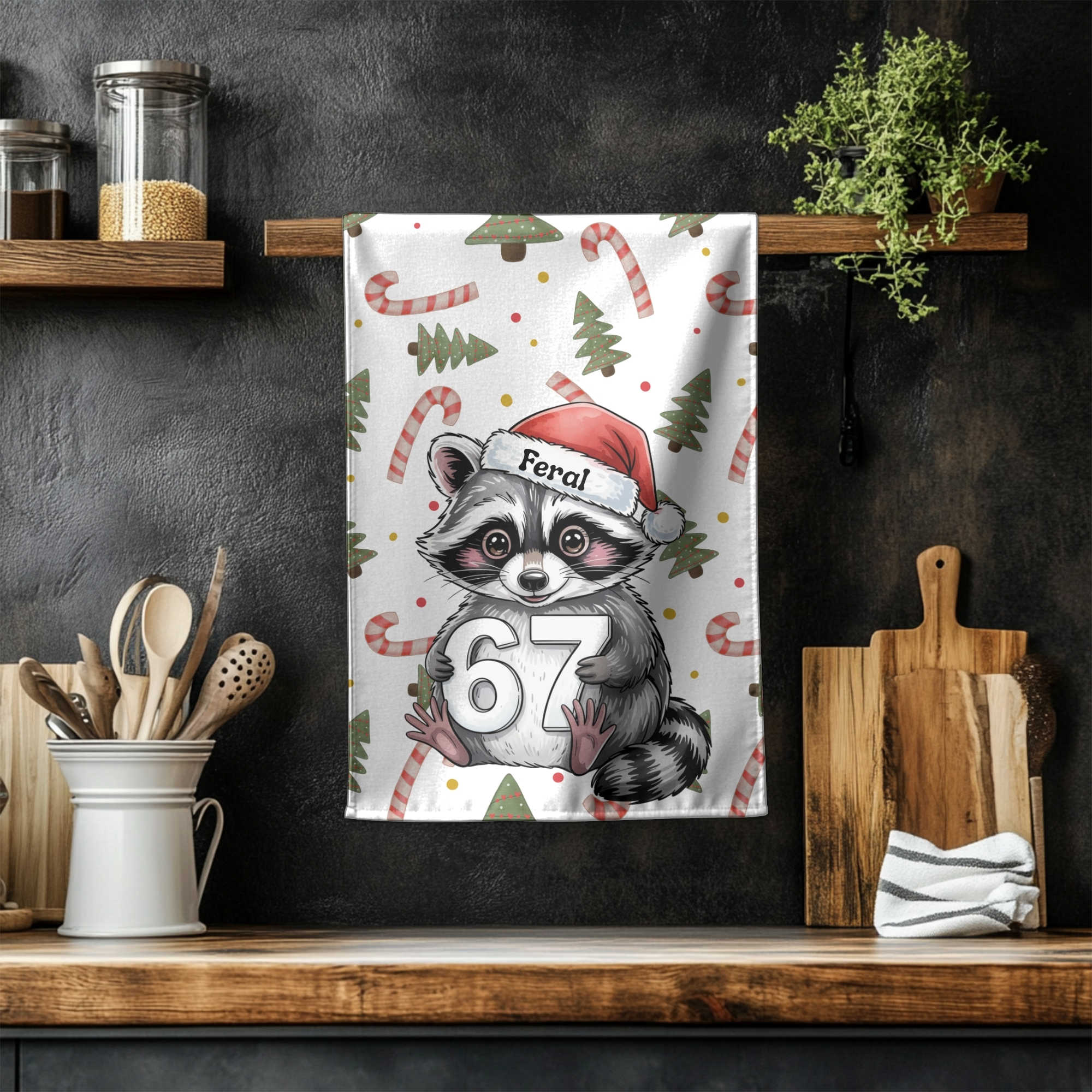 Feral Racoon 6 7 Christmas Cute Holiday Raccoon Hand Towel with Santa Hat – Festive Kitchen Decor product thumbnail image Feral Racoon 6 7 Christmas Cute Holiday Raccoon Hand Towel with Santa Hat – Festive Kitchen Decor product thumbnail image