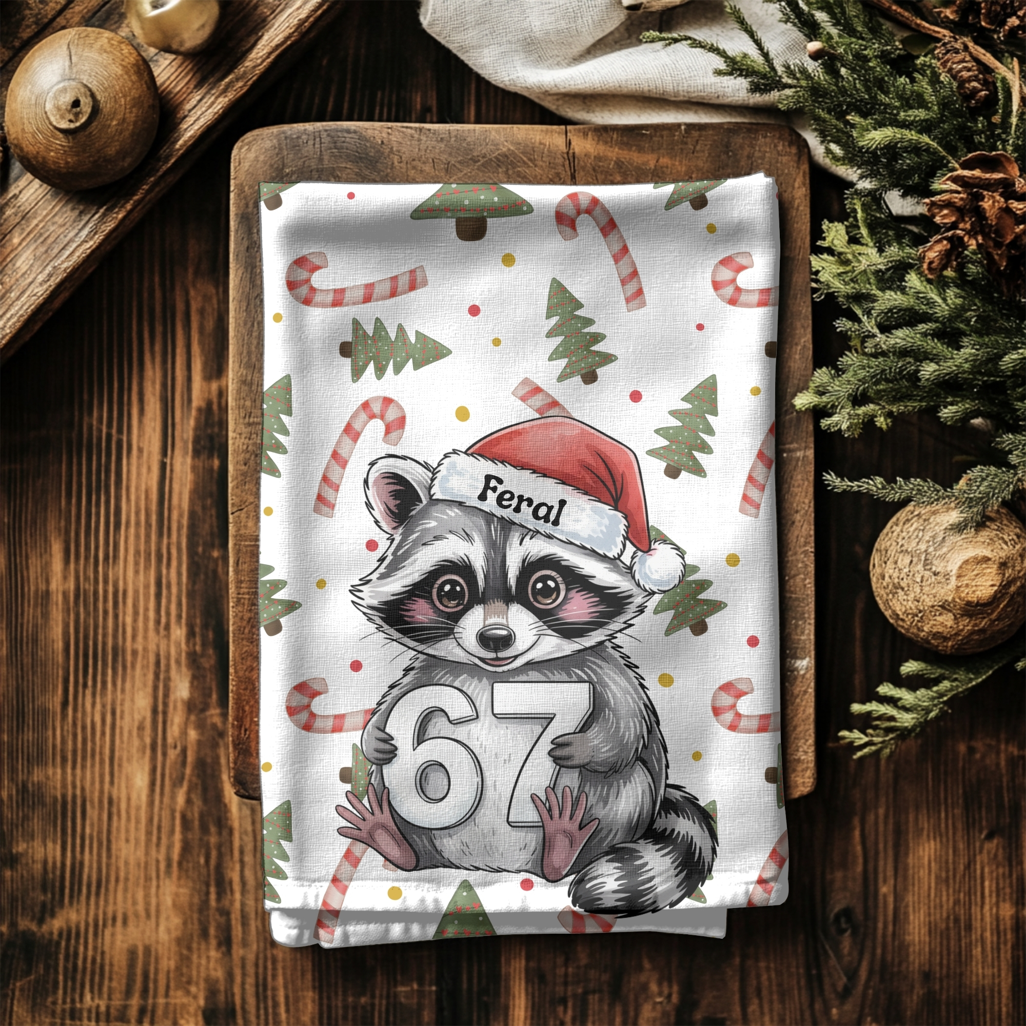 Feral Racoon 6 7 Christmas Cute Holiday Raccoon Hand Towel with Santa Hat – Festive Kitchen Decor product thumbnail image Feral Racoon 6 7 Christmas Cute Holiday Raccoon Hand Towel with Santa Hat – Festive Kitchen Decor product thumbnail image
