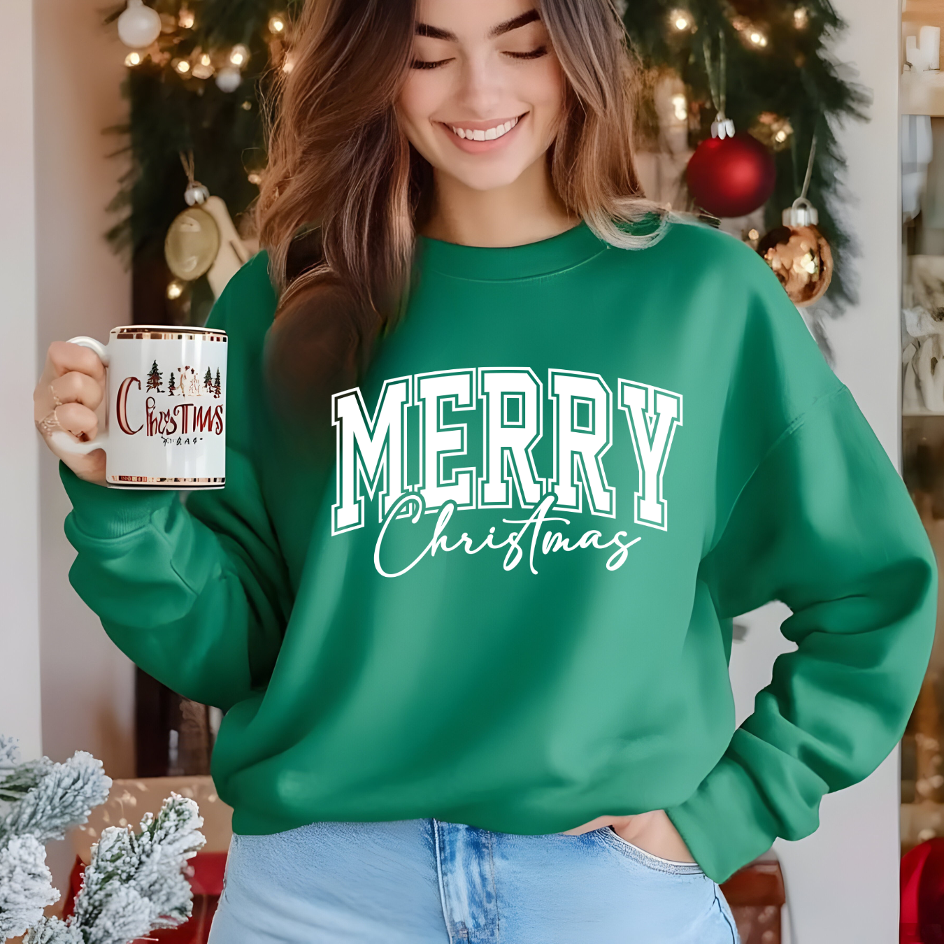 Christmas Crewneck Sweatshirt - Merry Christmas Design product thumbnail image Christmas Crewneck Sweatshirt - Merry Christmas Design product thumbnail image