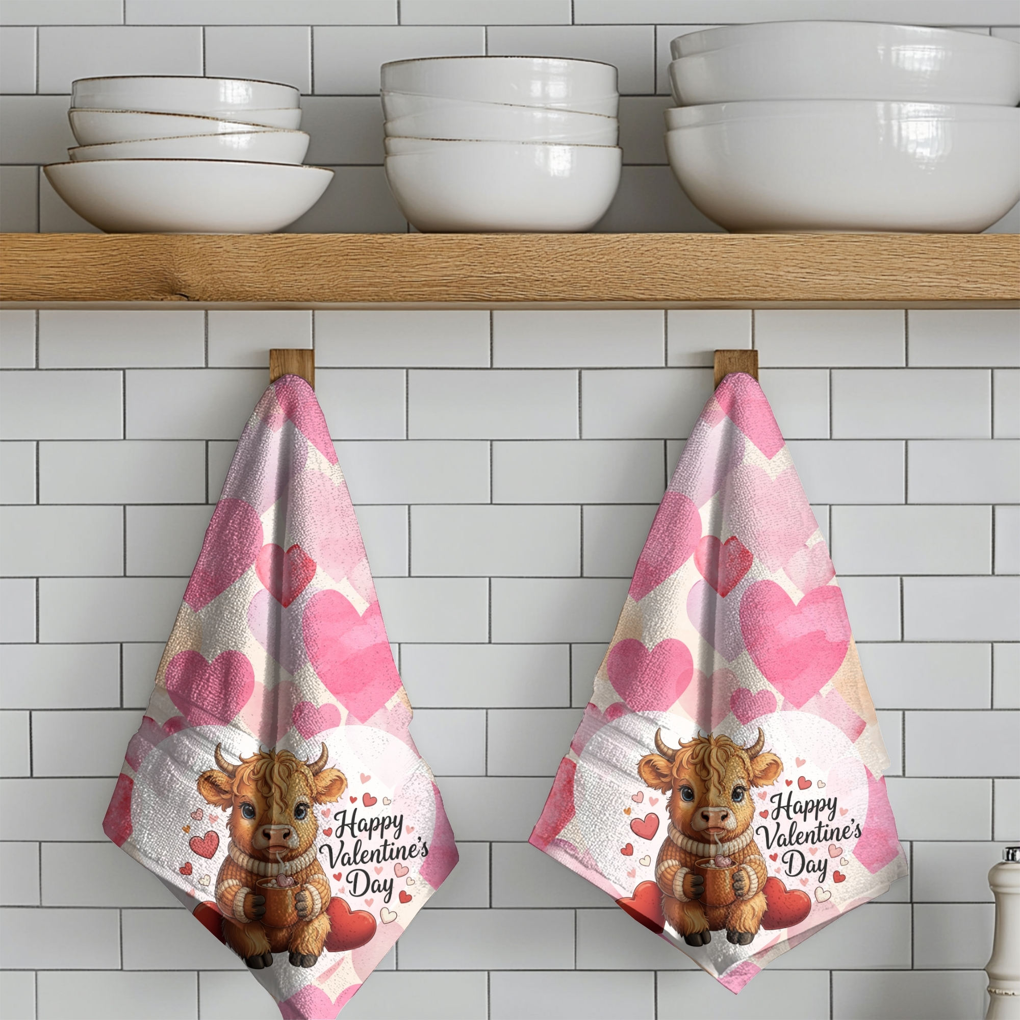 Valentine's Day Hand Towel with Cute Cow Design product thumbnail image Valentine's Day Hand Towel with Cute Cow Design product thumbnail image