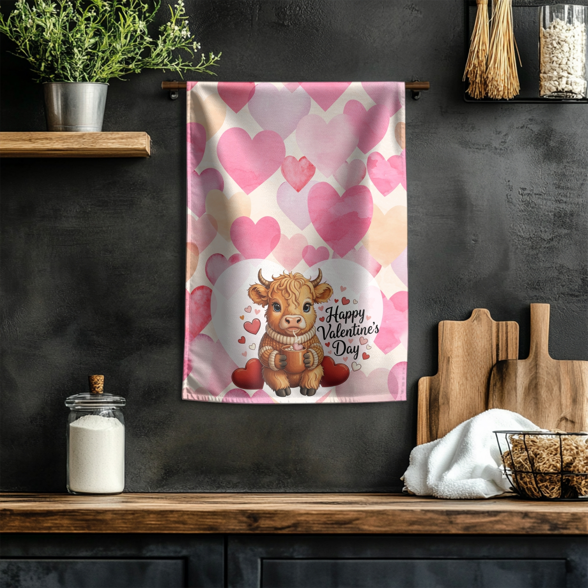 Valentine's Day Hand Towel with Cute Cow Design product thumbnail image Valentine's Day Hand Towel with Cute Cow Design product thumbnail image