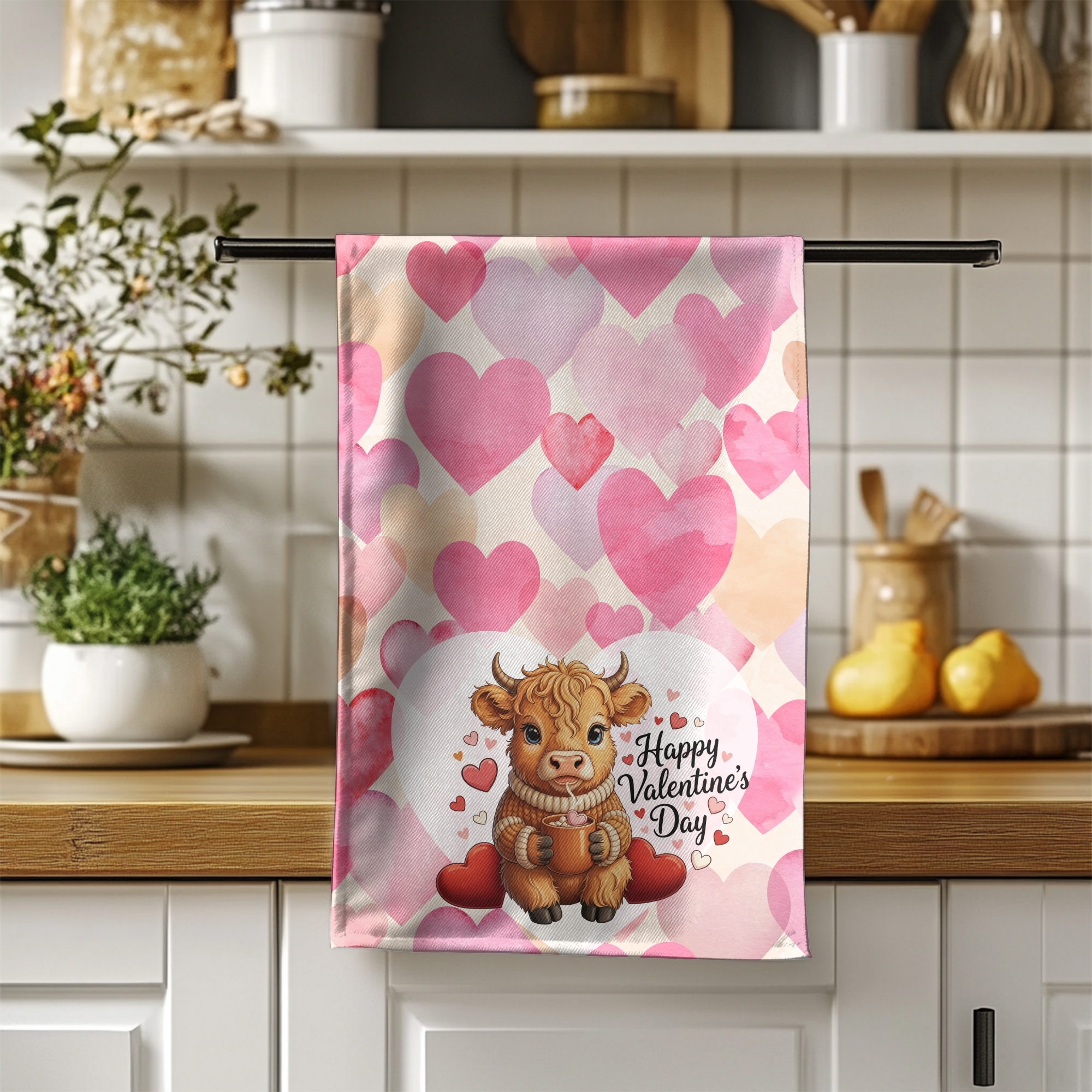 Valentine's Day Hand Towel with Cute Cow Design product thumbnail image Valentine's Day Hand Towel with Cute Cow Design product thumbnail image