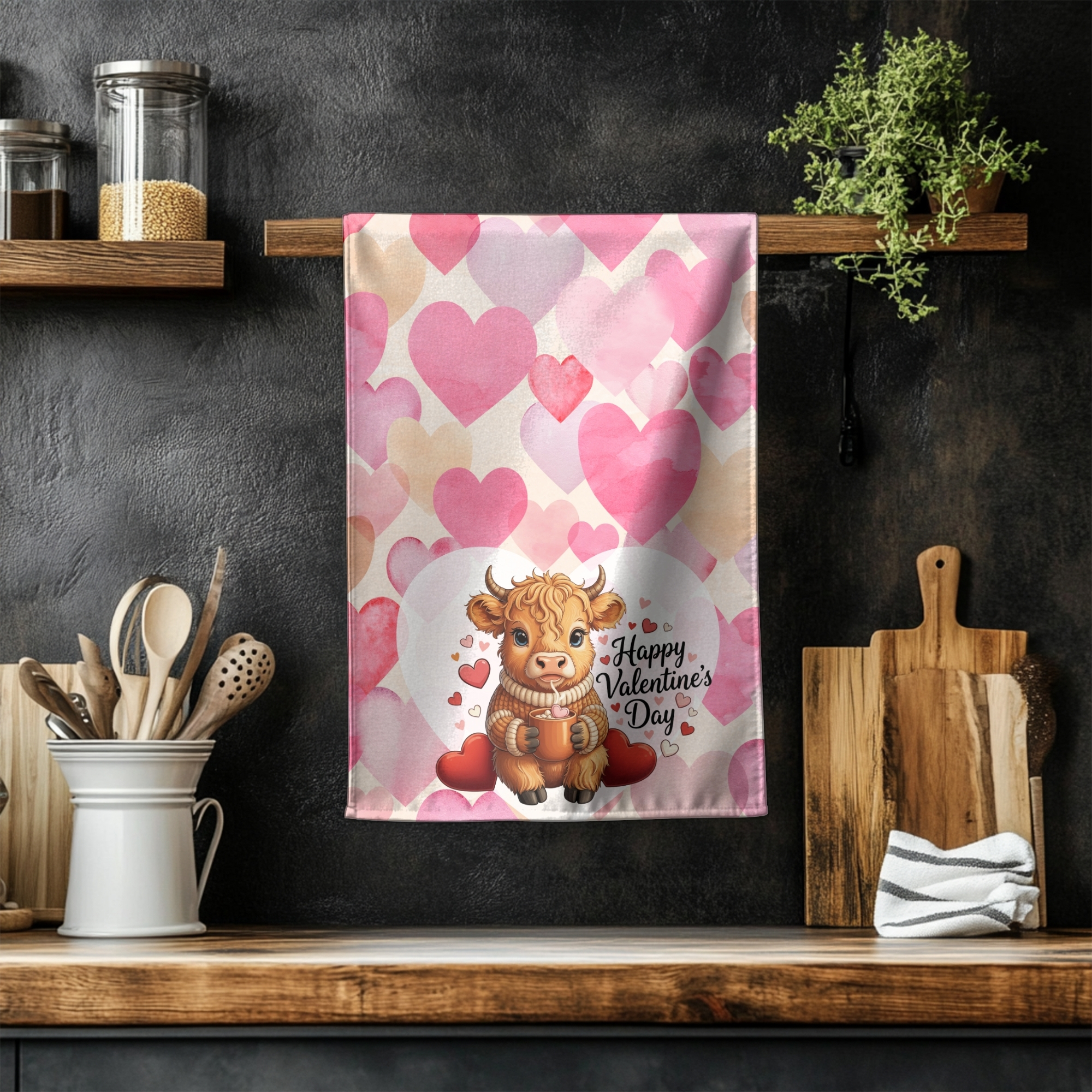Valentine's Day Hand Towel with Cute Cow Design product thumbnail image Valentine's Day Hand Towel with Cute Cow Design product thumbnail image