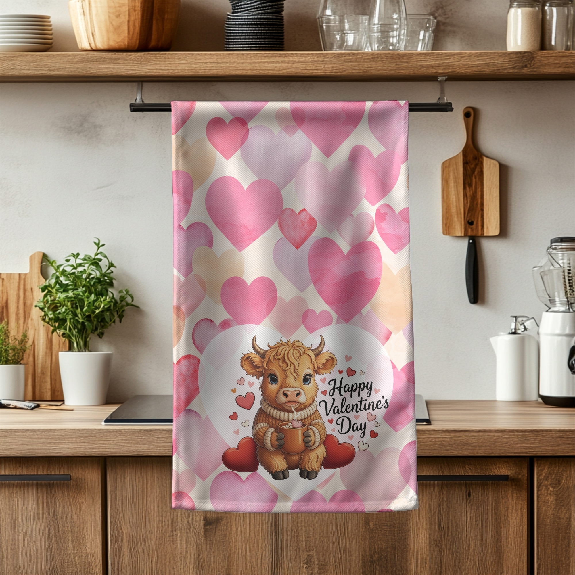 Valentine's Day Hand Towel with Cute Cow Design product thumbnail image Valentine's Day Hand Towel with Cute Cow Design product thumbnail image