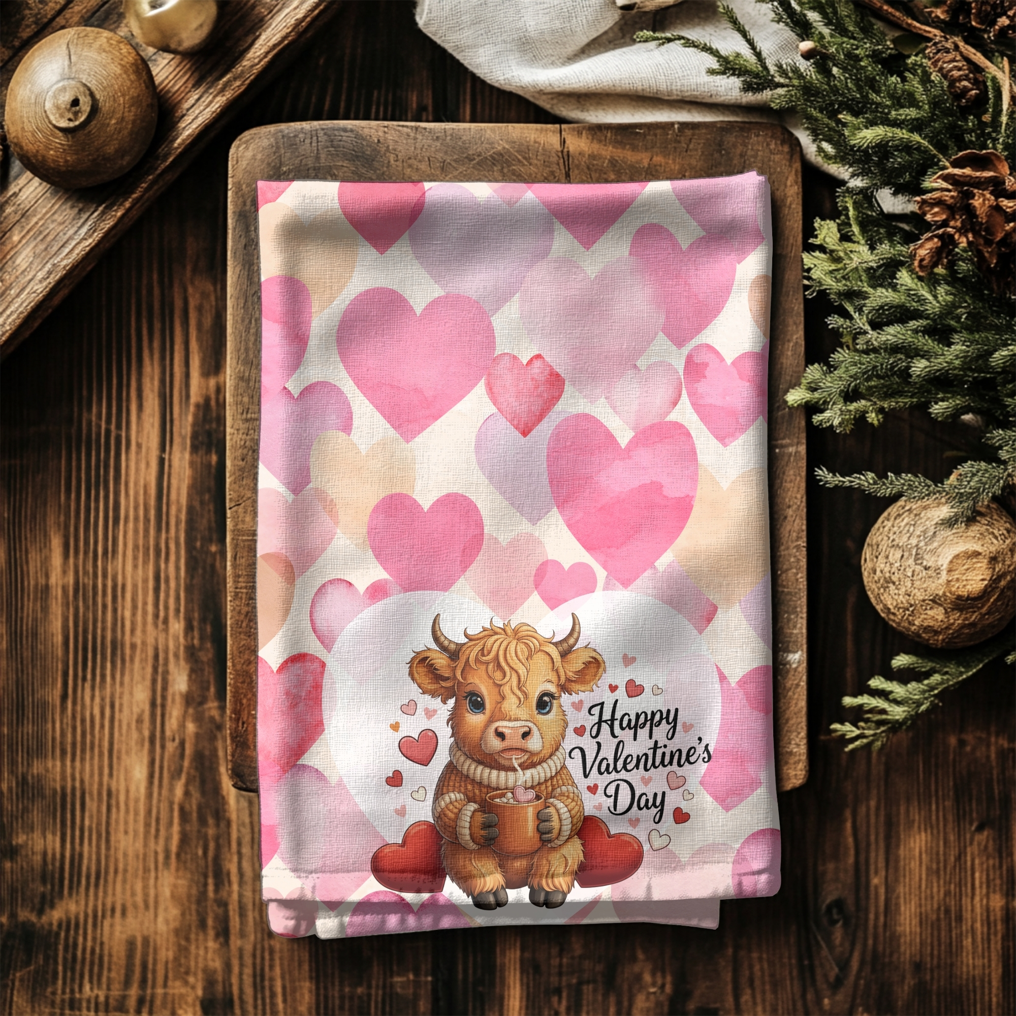 Valentine's Day Hand Towel with Cute Cow Design product thumbnail image Valentine's Day Hand Towel with Cute Cow Design product thumbnail image