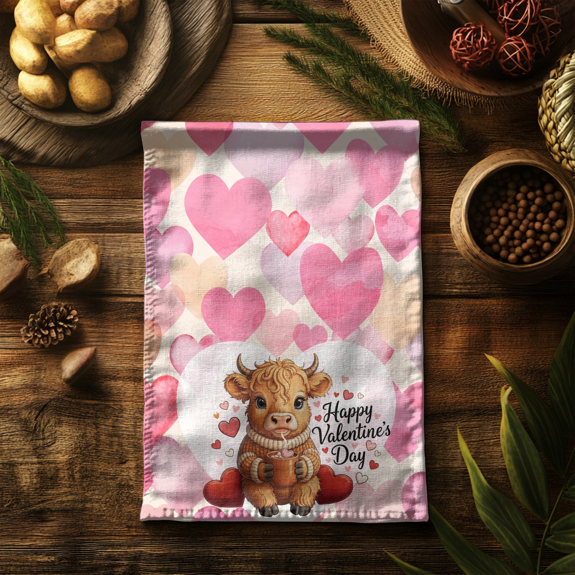 Valentine's Day Hand Towel with Cute Cow Design product thumbnail image Valentine's Day Hand Towel with Cute Cow Design product thumbnail image