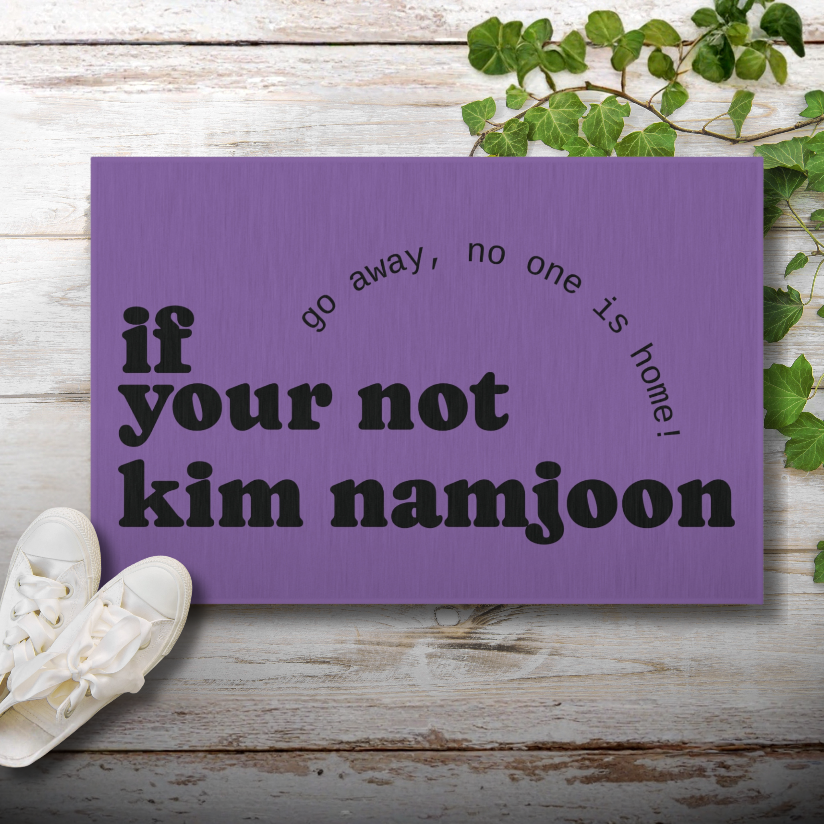 If You’re Not Kim Namjoon Doormat – BTS ARMY Purple Welcome Mat, Funny K-Pop Front Door Rug, Bangtan Sonyeondan Fan Gift