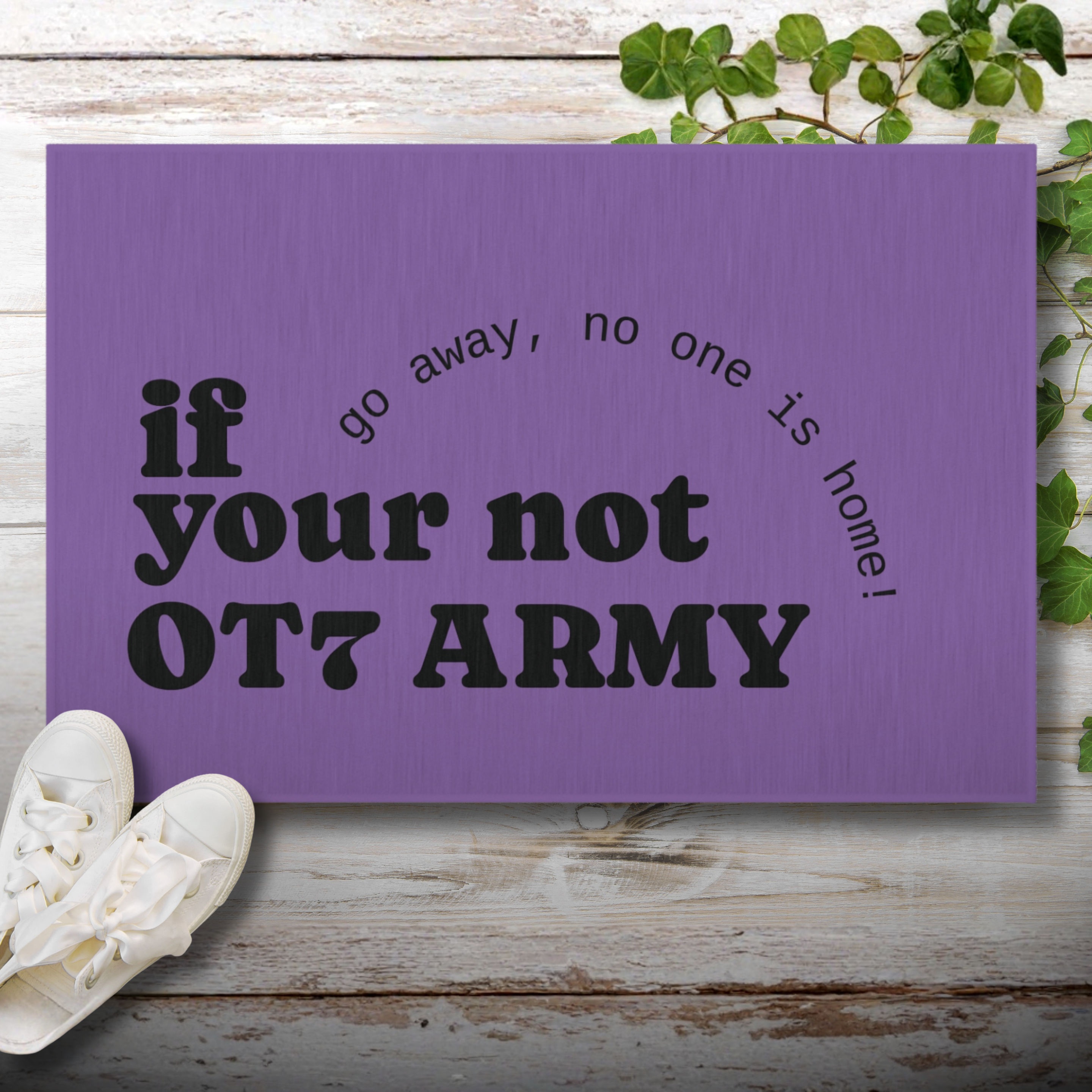 If You’re Not OT7 ARMY Doormat – BTS ARMY Purple Welcome Mat, Funny K-Pop Front Door Rug, Bangtan Sonyeondan Fan Gift