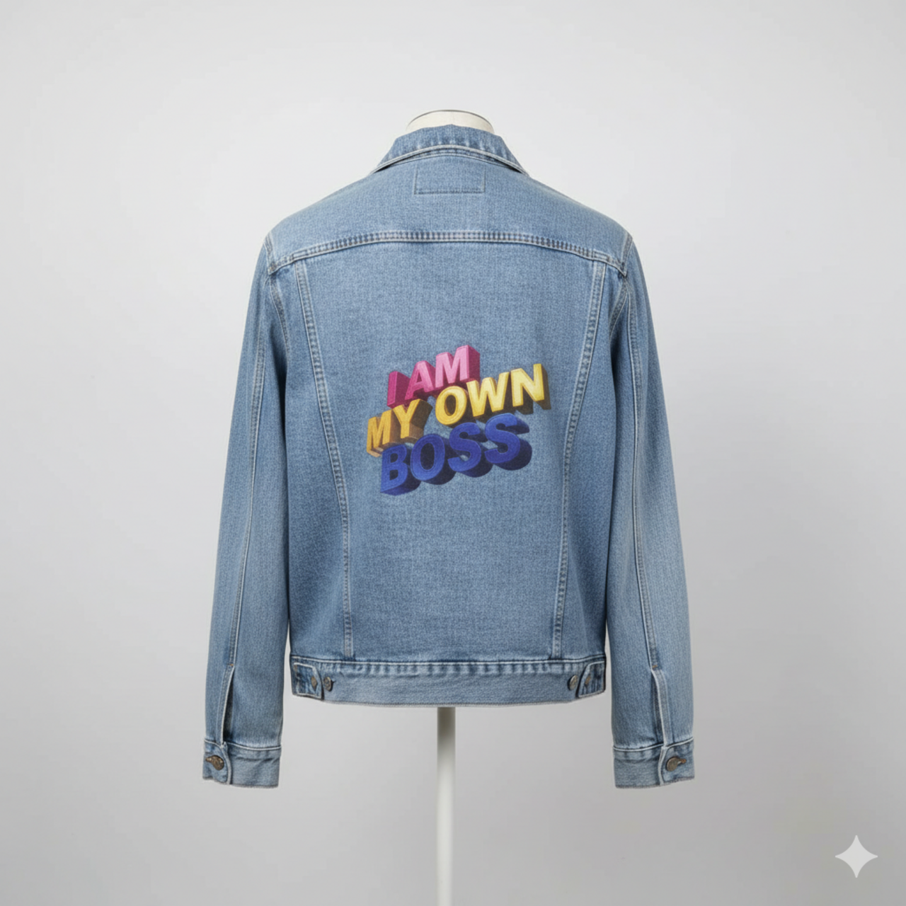 Men's Denim Jacket - 'I Am My Own Boss' Statement product thumbnail image Men's Denim Jacket - 'I Am My Own Boss' Statement product thumbnail image