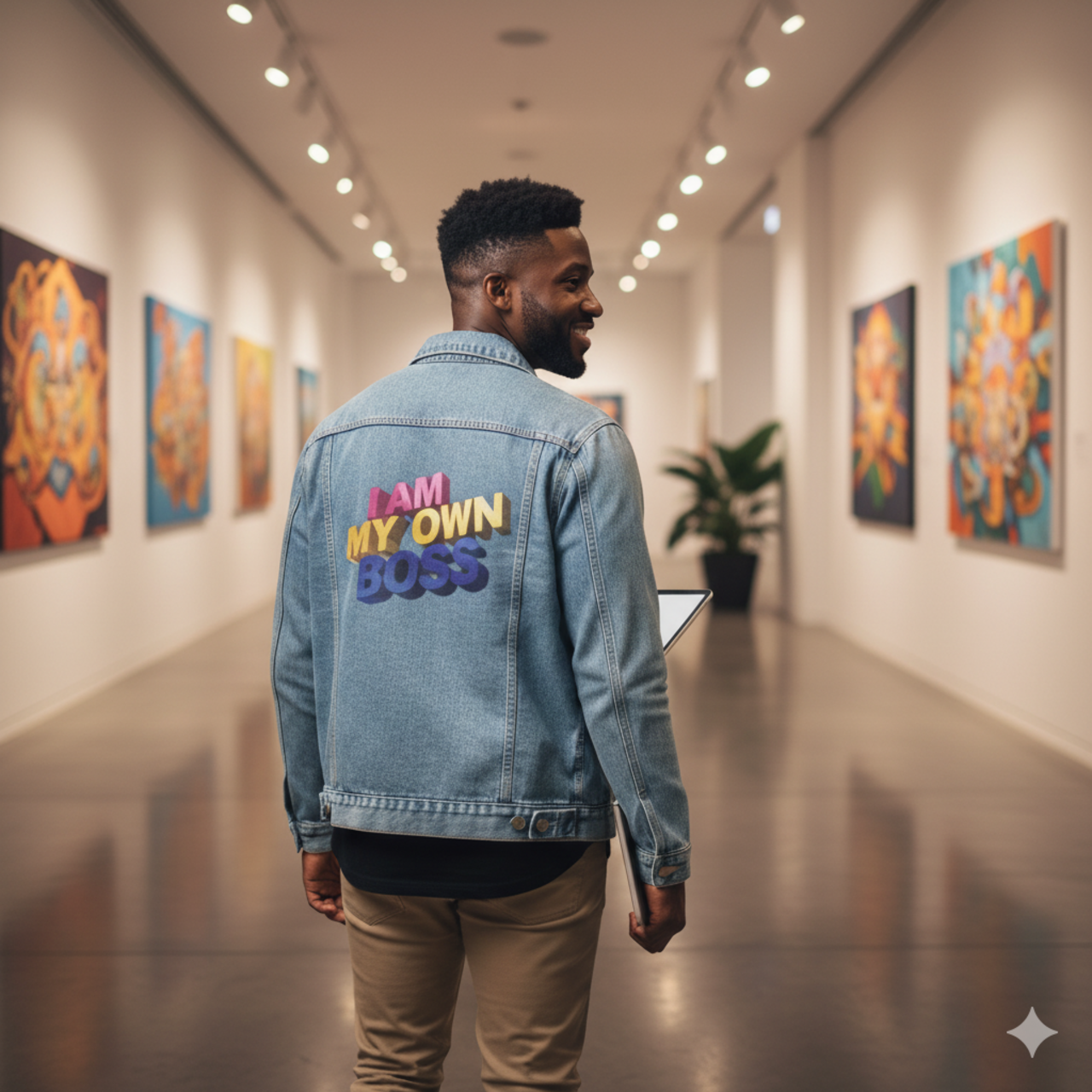 Men's Denim Jacket - 'I Am My Own Boss' Statement product thumbnail image Men's Denim Jacket - 'I Am My Own Boss' Statement product thumbnail image