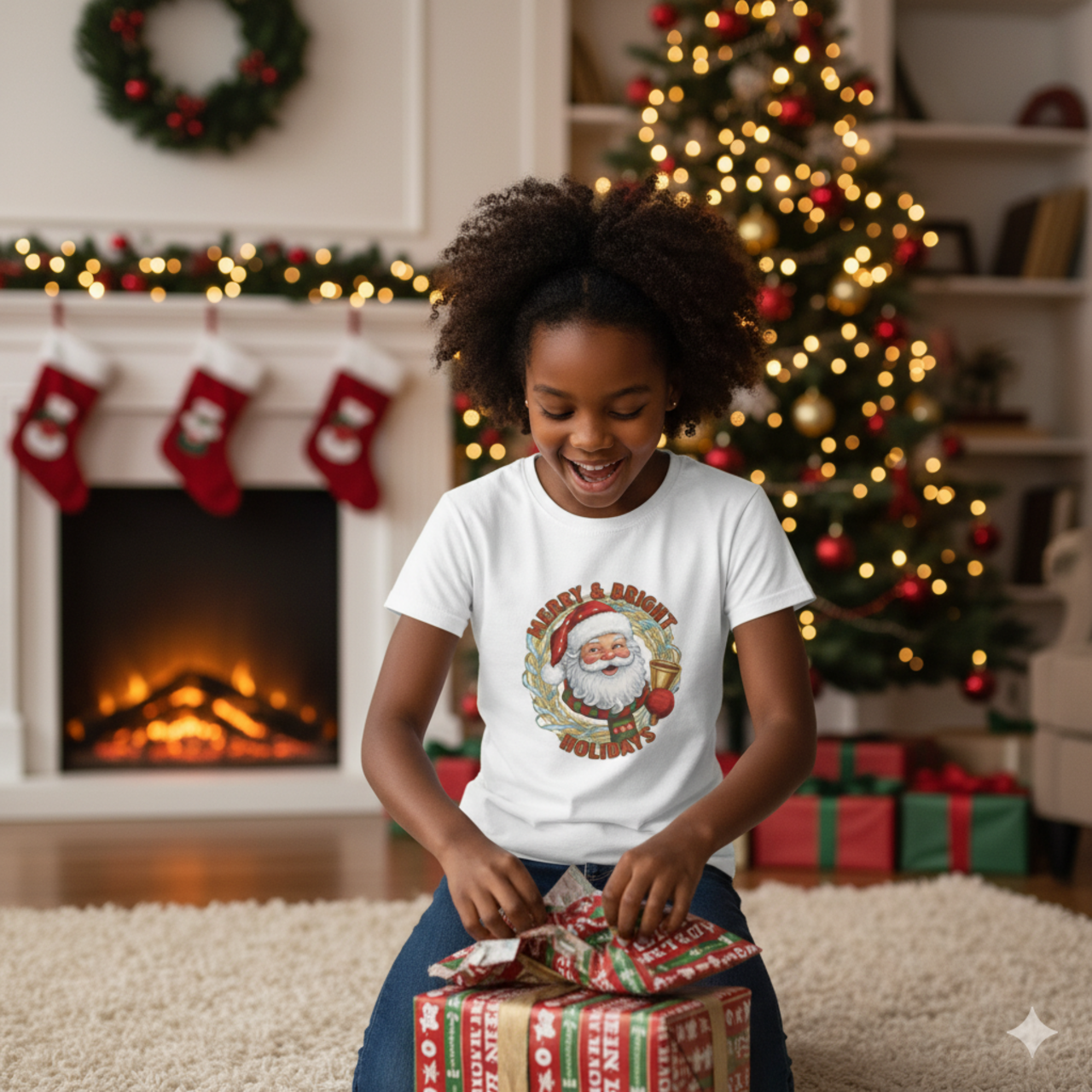Santa Christmas Kids Tee - Celebrate the Holiday Spirit! product thumbnail image Santa Christmas Kids Tee - Celebrate the Holiday Spirit! product thumbnail image