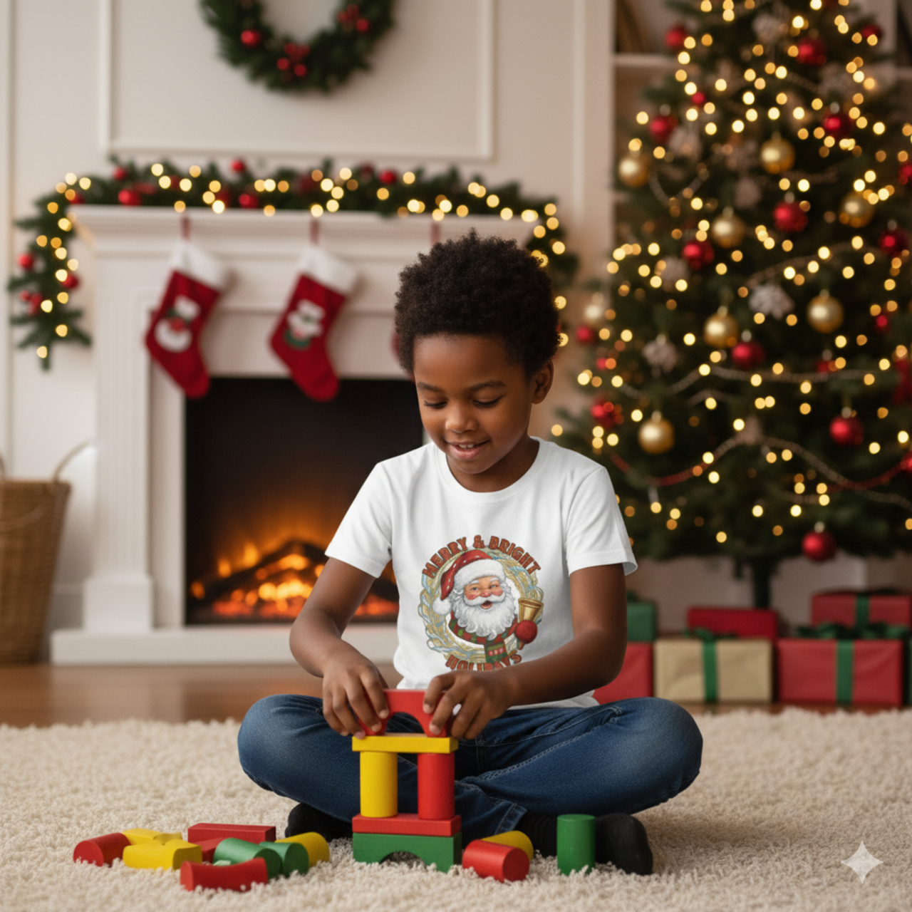 Santa Christmas Kids Tee - Celebrate the Holiday Spirit! product thumbnail image Santa Christmas Kids Tee - Celebrate the Holiday Spirit! product thumbnail image