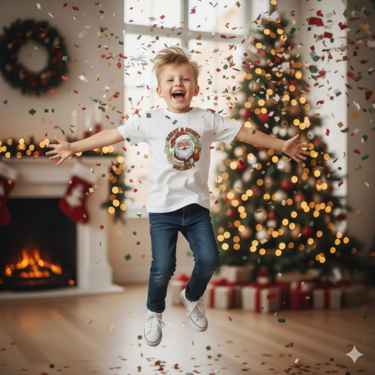 Santa Christmas Kids Tee - Celebrate the Holiday Spirit! product thumbnail image Santa Christmas Kids Tee - Celebrate the Holiday Spirit! product thumbnail image