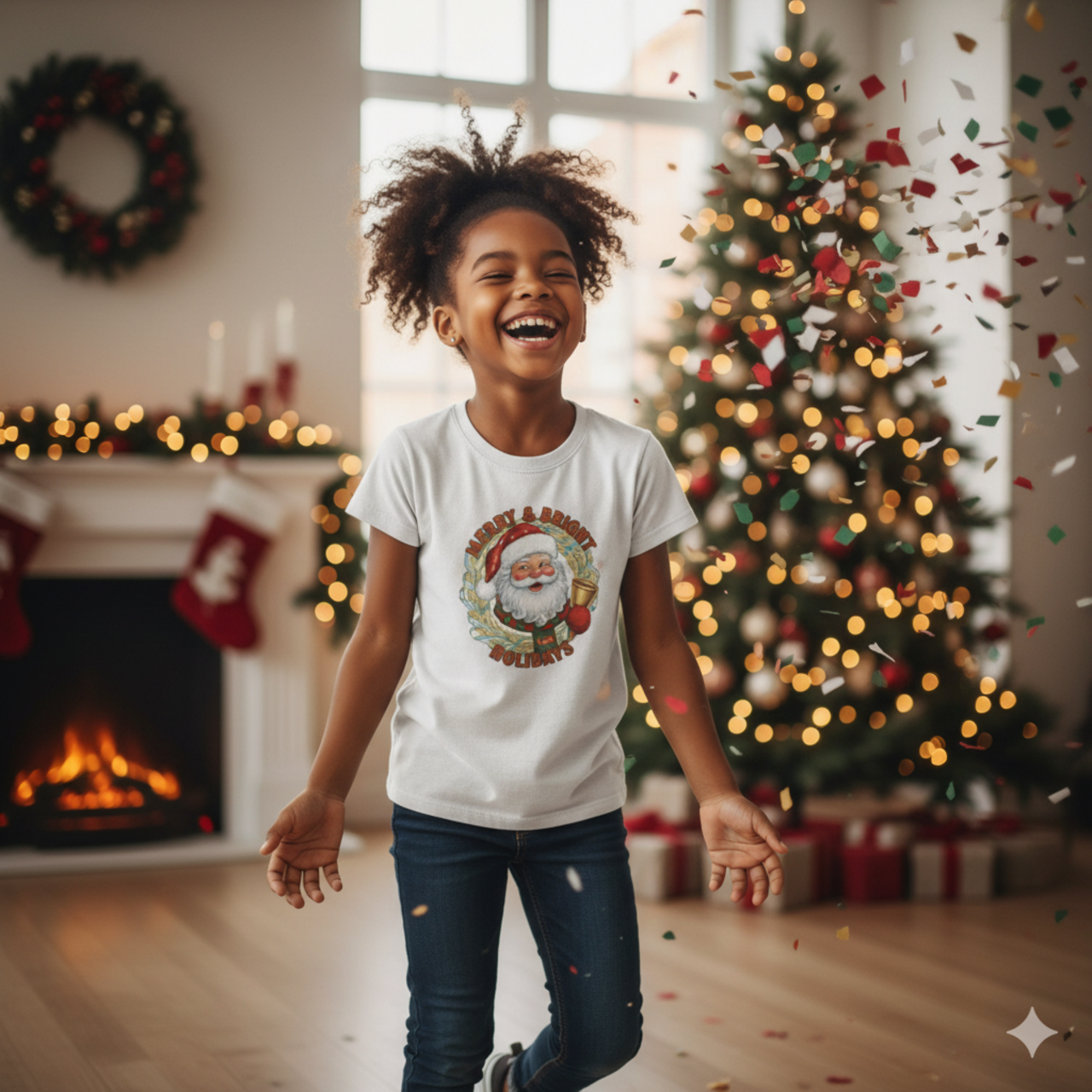 Santa Christmas Kids Tee - Celebrate the Holiday Spirit! product thumbnail image Santa Christmas Kids Tee - Celebrate the Holiday Spirit! product thumbnail image