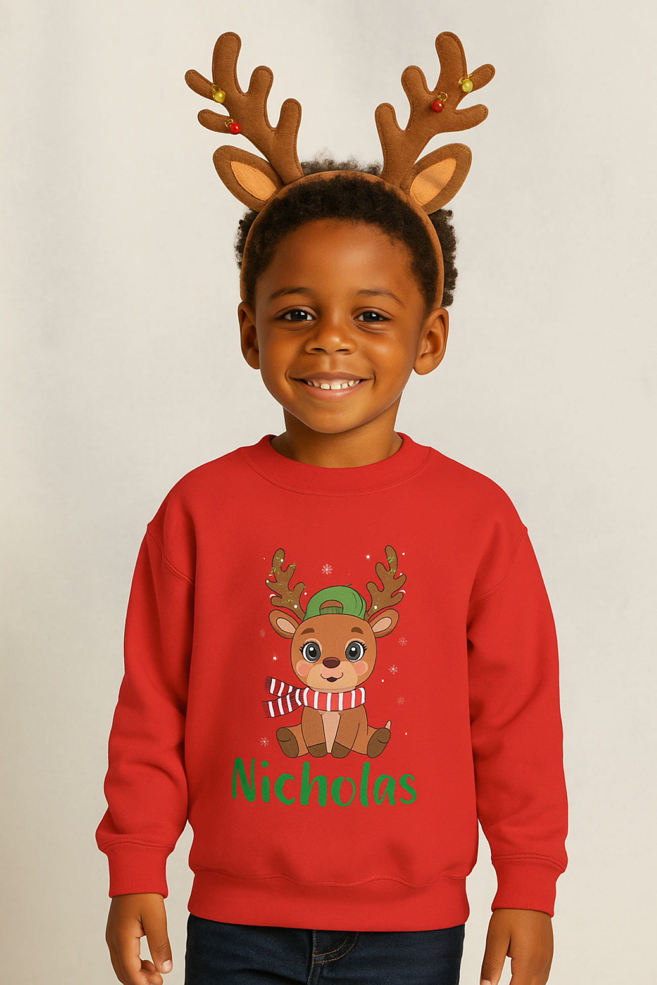 Personalized Youth Christmas Reindeer Sweatshirt Personalized Youth Christmas Reindeer Sweatshirt
