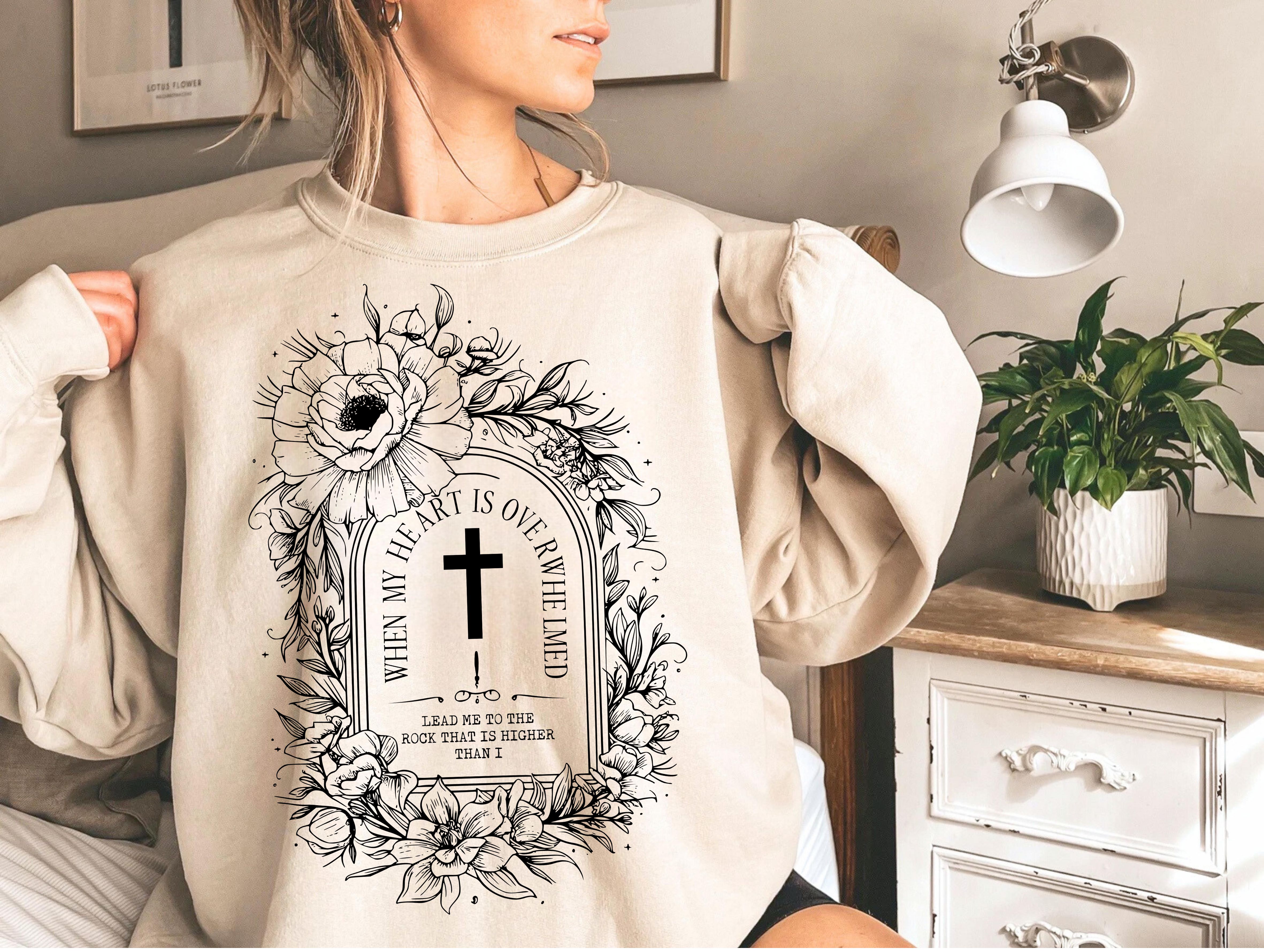 Floral Cross Unisex Crewneck Sweatshirt product thumbnail image