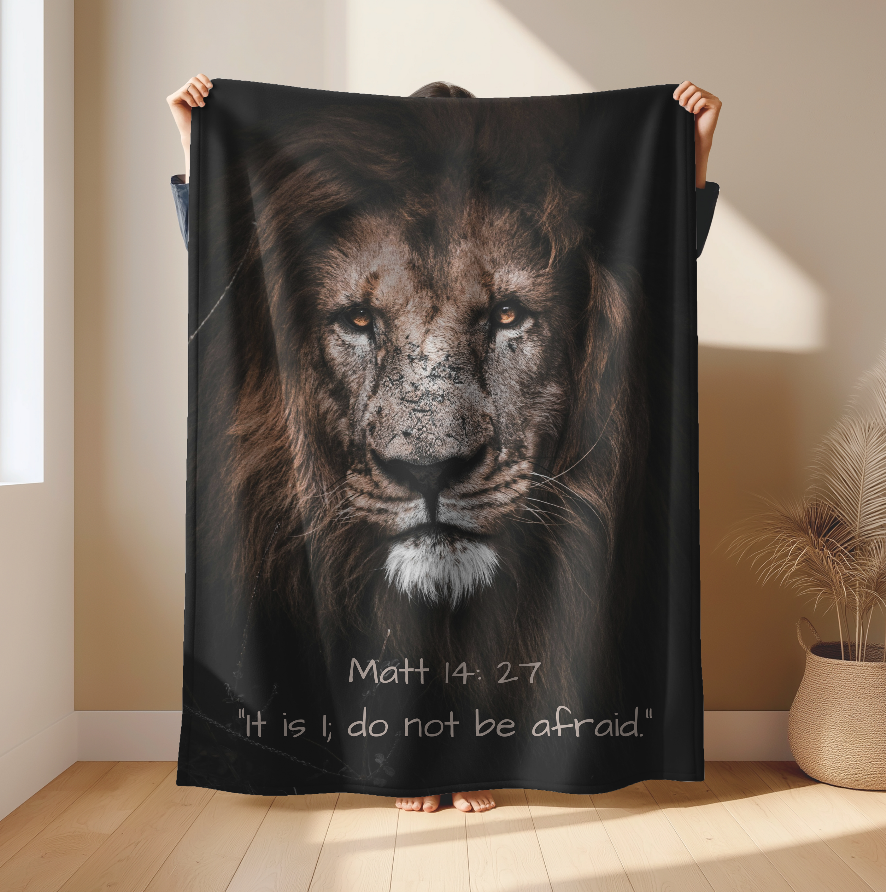 Inspirational Lightweight Velveteen Plushie Blanket featuring a Bible Verse Scriptural Matthew 14:27 Inspirational Lightweight Velveteen Plushie Blanket featuring a Bible Verse Scriptural Matthew 14:27