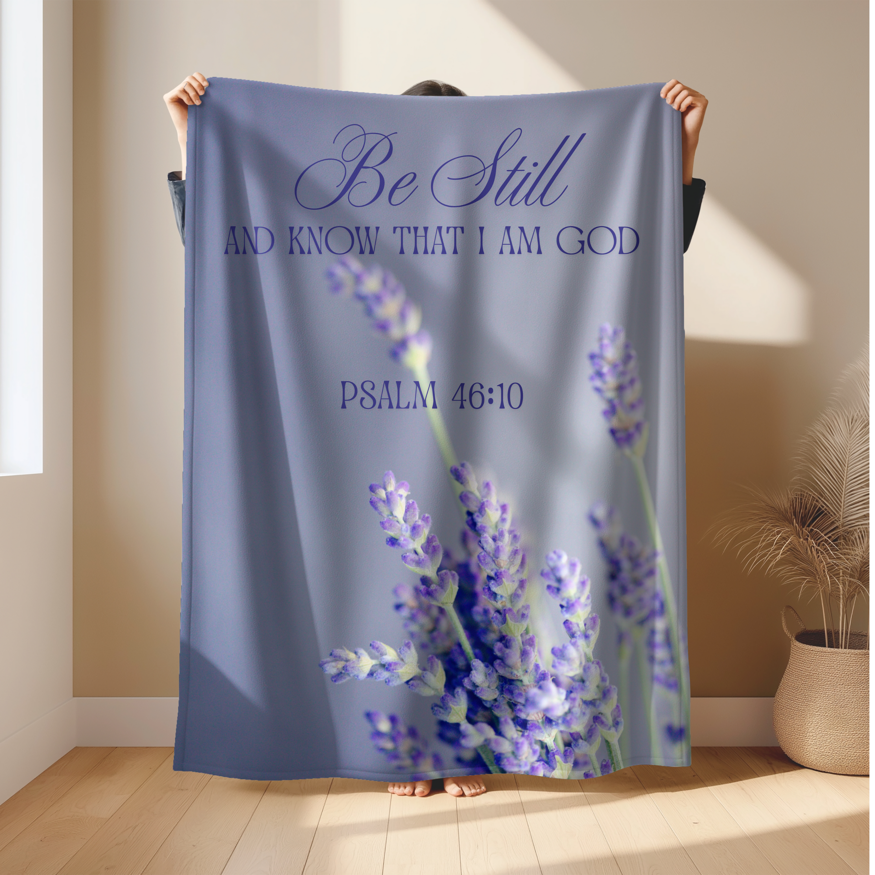 Inspirational Lightweight Velveteen Plushie Blanket featuring a Bible Verse Scriptural Psalm 46:10, Christian Lightweight Plushie Throw Inspirational Lightweight Velveteen Plushie Blanket featuring a Bible Verse Scriptural Psalm 46:10, Christian Lightweight Plushie Throw