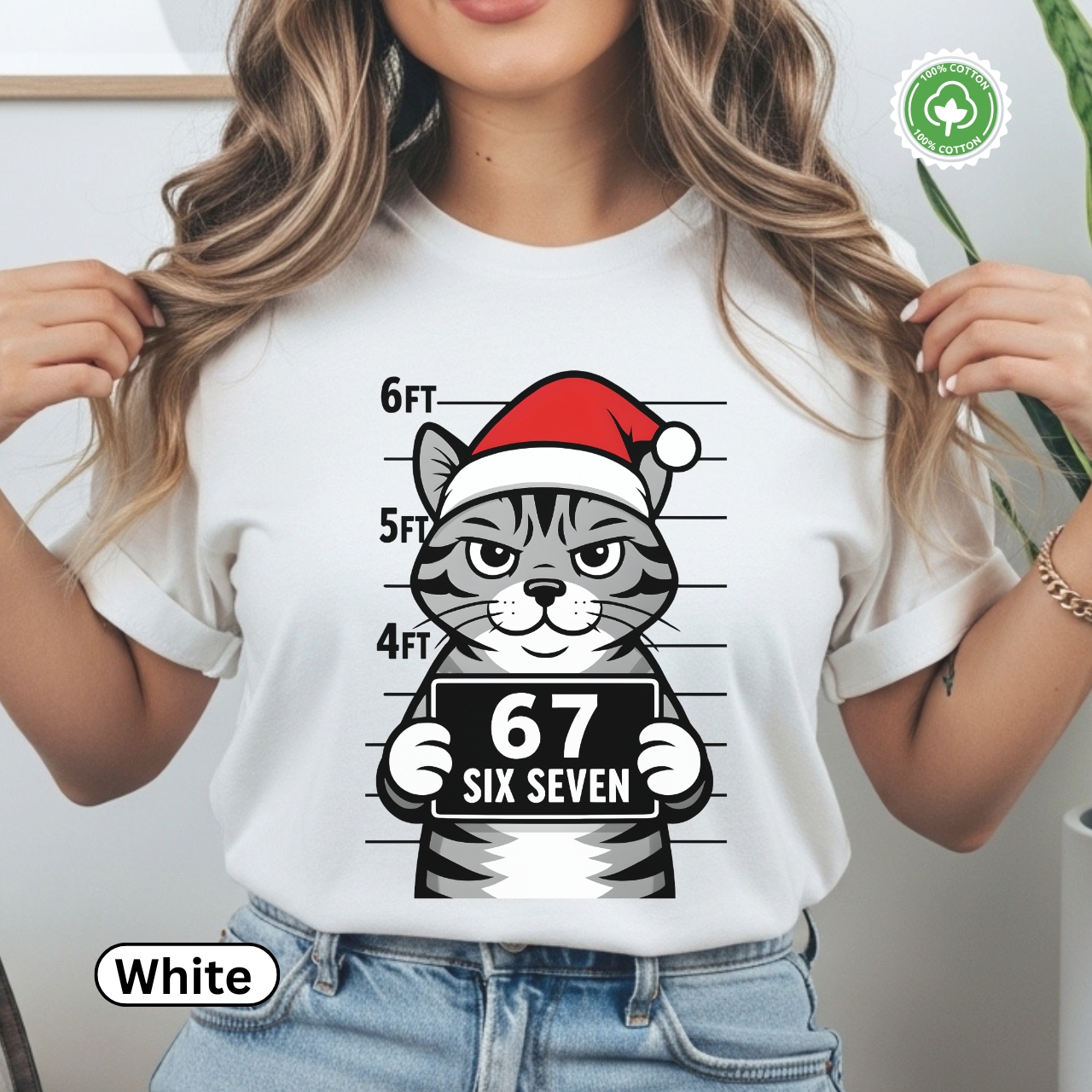 6 7 shirt Festive Cat Mugshot T-shirt for Cat Lovers product thumbnail image 6 7 shirt Festive Cat Mugshot T-shirt for Cat Lovers product thumbnail image