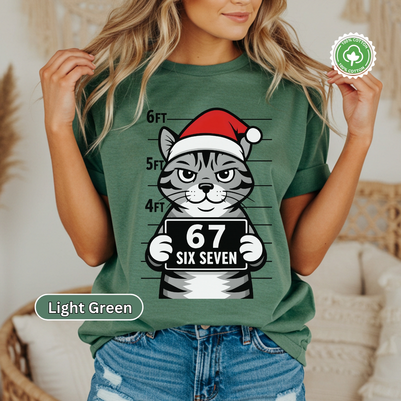 6 7 shirt Festive Cat Mugshot T-shirt for Cat Lovers 6 7 shirt Festive Cat Mugshot T-shirt for Cat Lovers