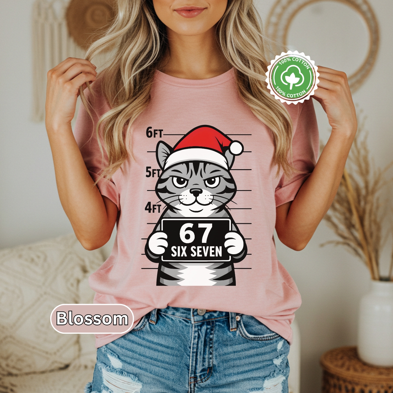 6 7 shirt Festive Cat Mugshot T-shirt for Cat Lovers product thumbnail image 6 7 shirt Festive Cat Mugshot T-shirt for Cat Lovers product thumbnail image