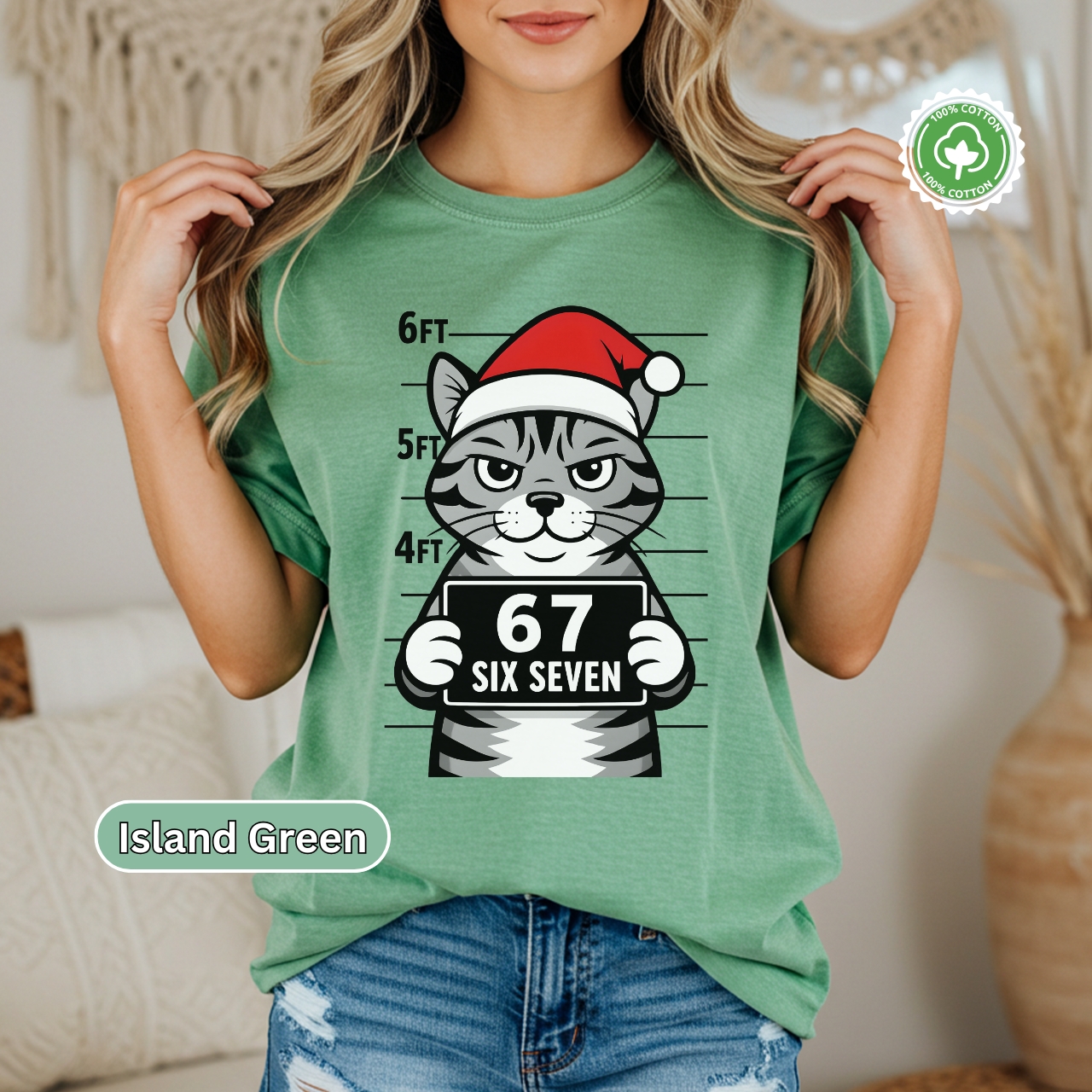 6 7 shirt Festive Cat Mugshot T-shirt for Cat Lovers product thumbnail image 6 7 shirt Festive Cat Mugshot T-shirt for Cat Lovers product thumbnail image