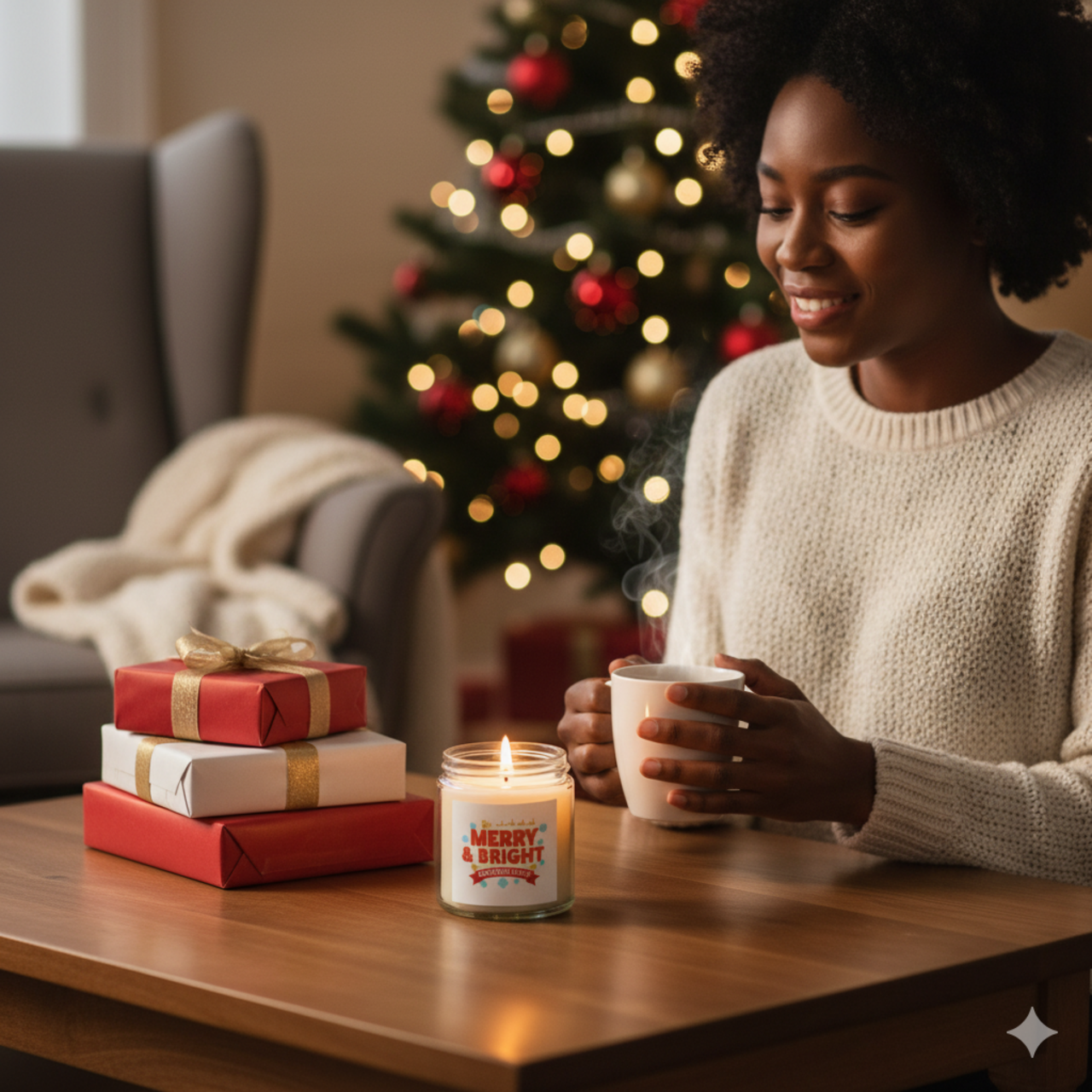 Christmas Cheer Scented Candle - Merry & Bright Coconut Apricot Wax product thumbnail image Christmas Cheer Scented Candle - Merry & Bright Coconut Apricot Wax product thumbnail image