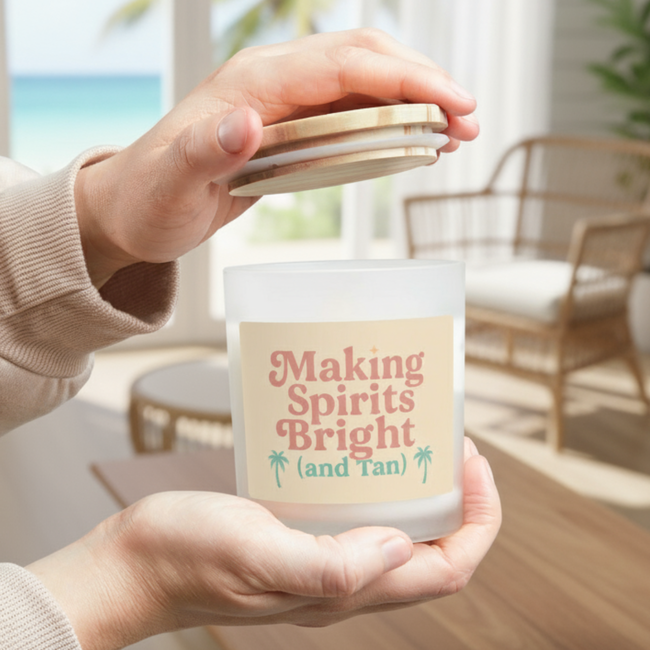 🌴 Making Spirits Bright (and Tan) – Coastal Holiday Candle product thumbnail image 🌴 Making Spirits Bright (and Tan) – Coastal Holiday Candle product thumbnail image